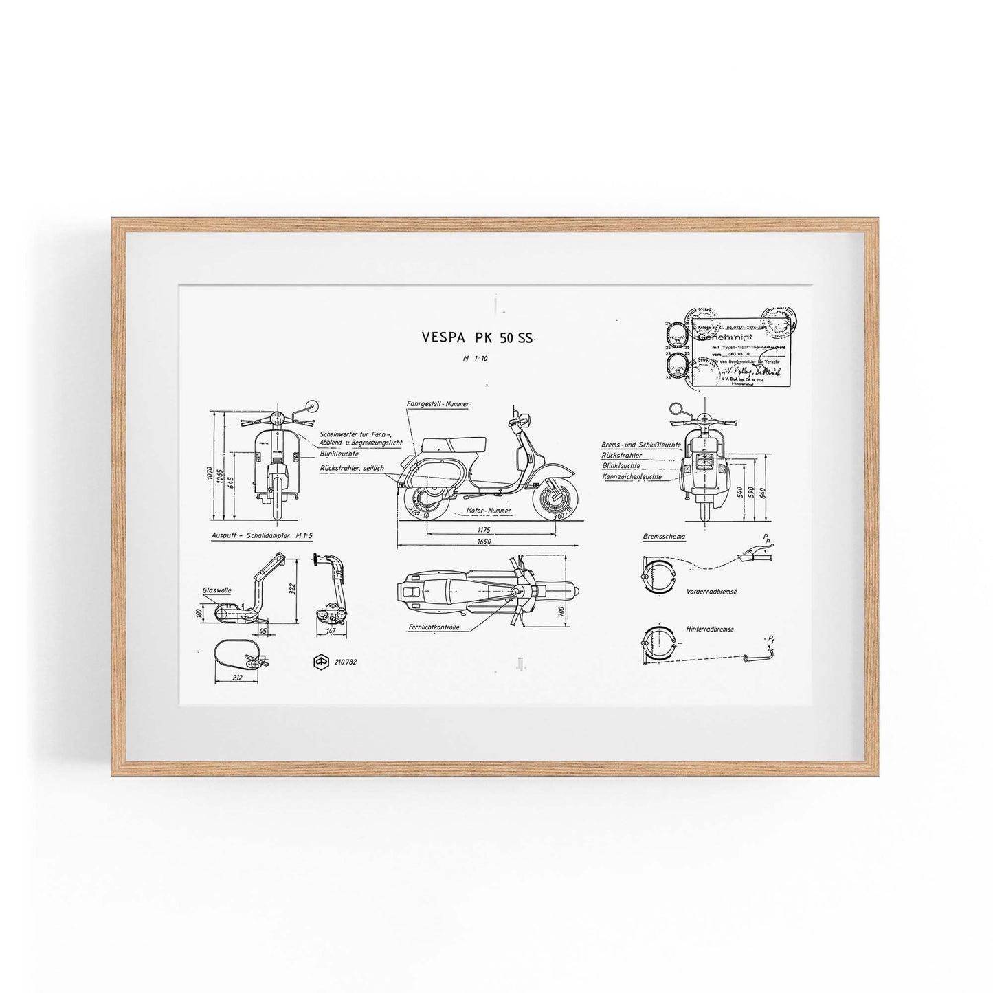Vintage Vespa Patent White Patent Wall Art #2 - The Affordable Art Company