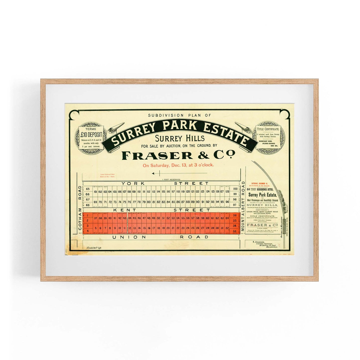 Surrey Hills Melbourne Vintage Real Estate Wall Art #4 - The Affordable Art Company