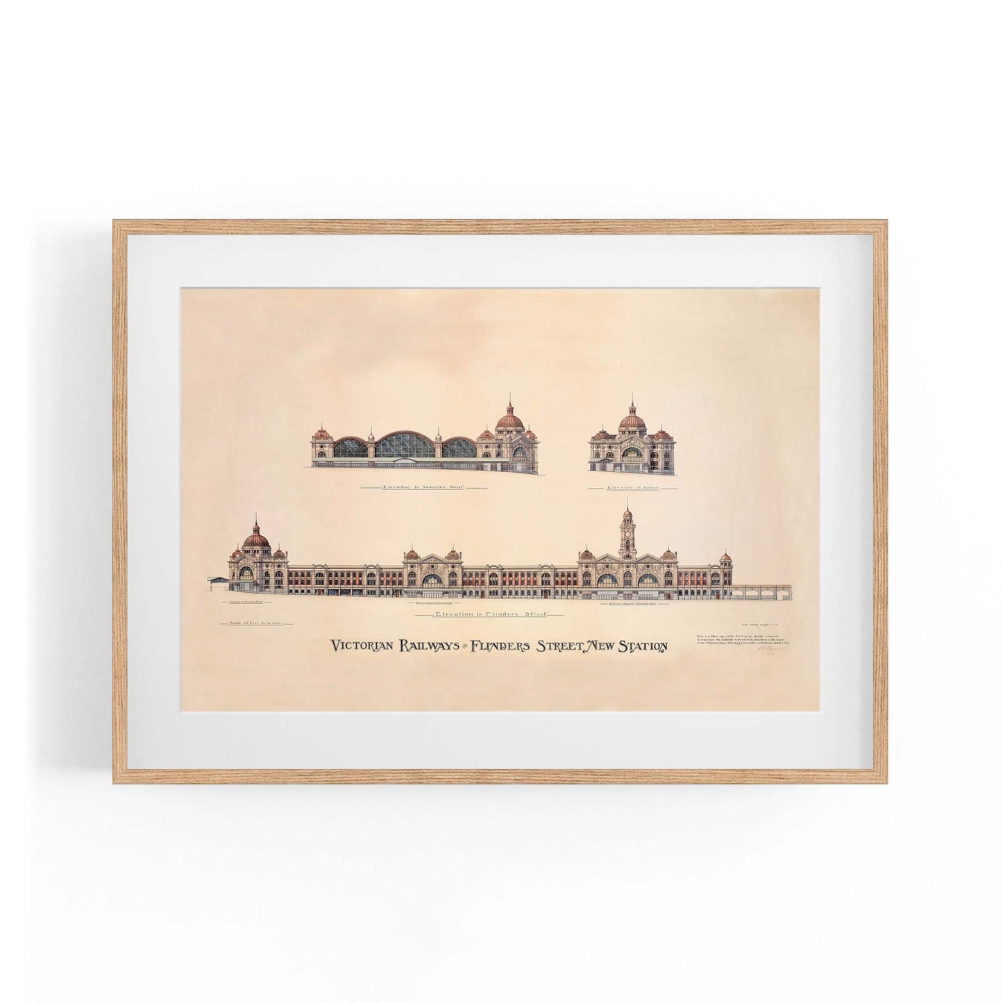 Flinders St Station Melbourne Vintage Drawing Art #1 - The Affordable Art Company