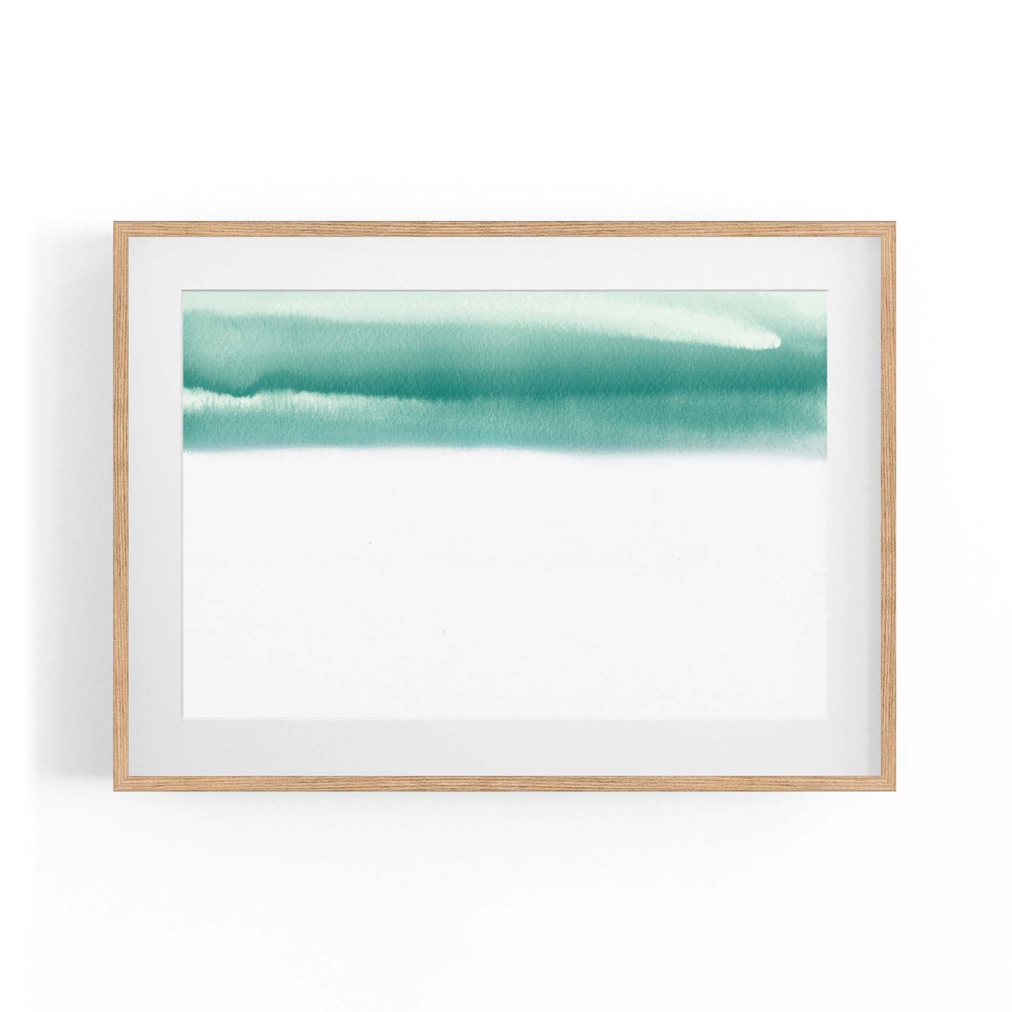 Teal Ink Minimal Ink Painting Blue Wall Art #2 - The Affordable Art Company
