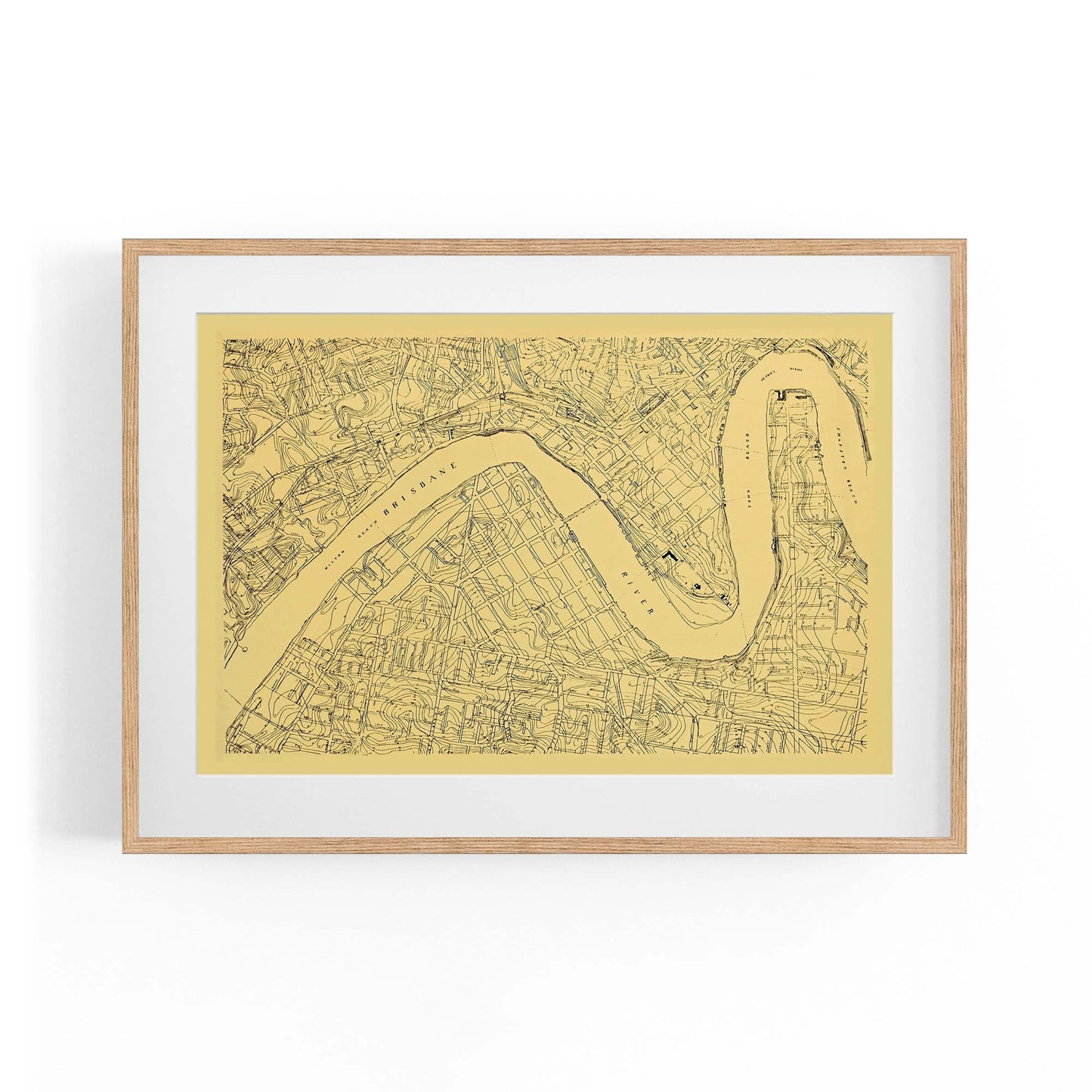 Brisbane Queensland Vintage Map Wall Art - The Affordable Art Company