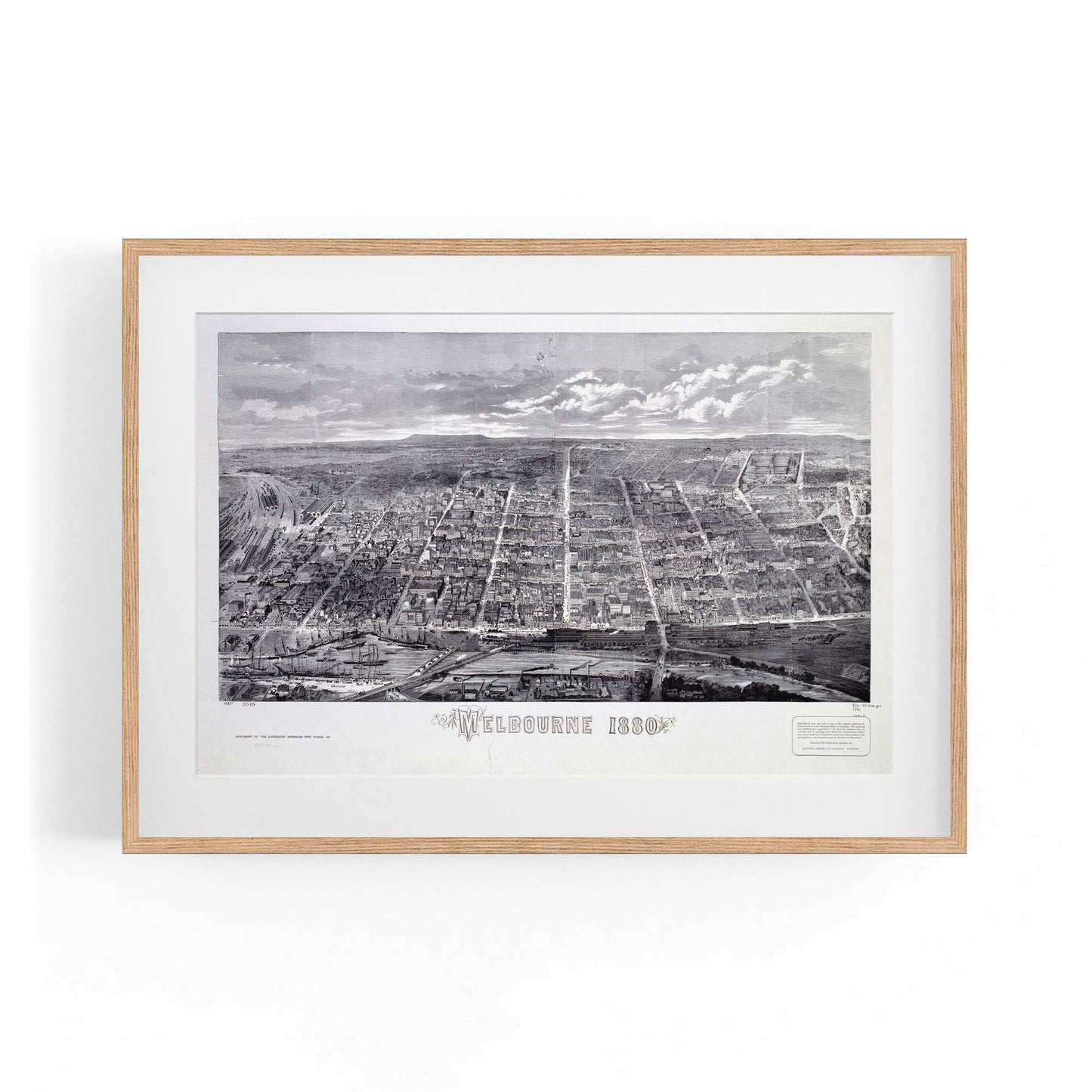 Melbourne City Vintage Drawing Wall Art - The Affordable Art Company