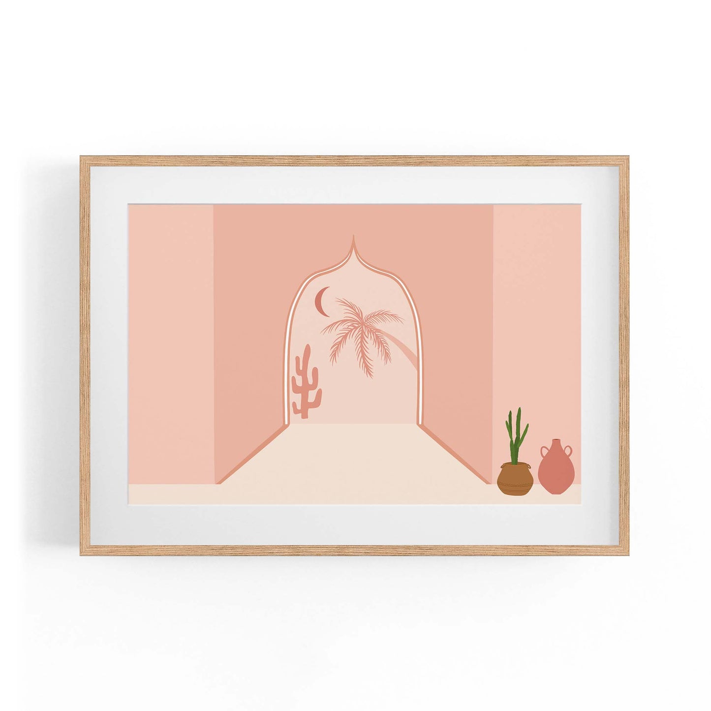 Minimal North Africa Retro Pink & Pastel Wall Art - The Affordable Art Company
