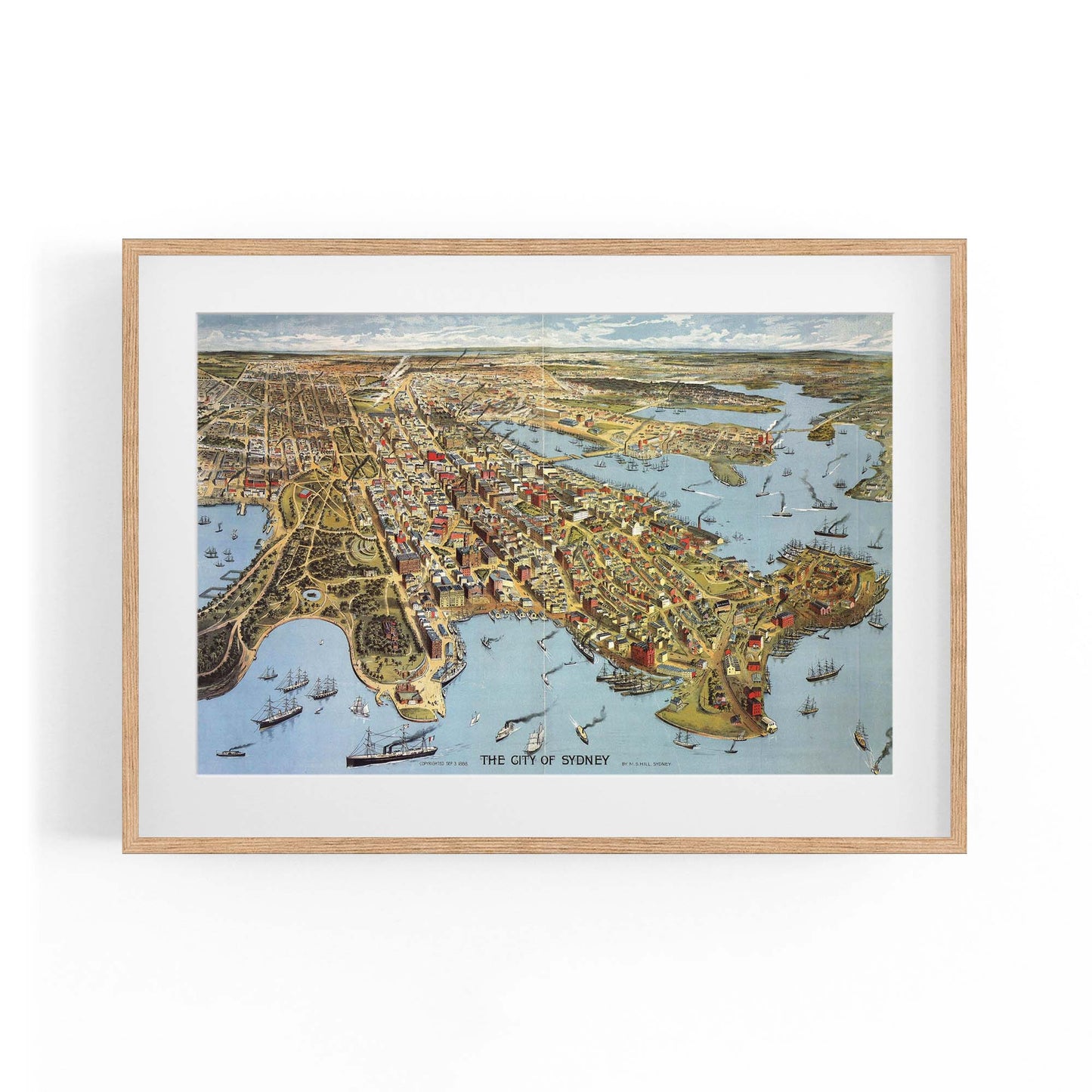 Vintage Sydney Map New South Wales Wall Art - The Affordable Art Company