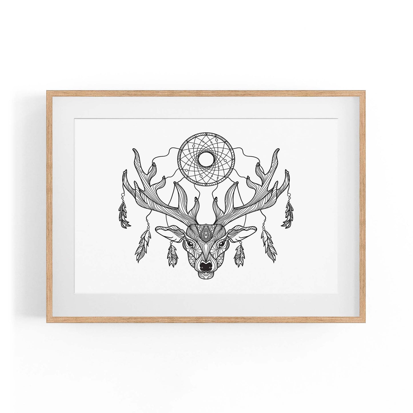 Dream Catcher Deer Drawing Bedroom Wall Art - The Affordable Art Company