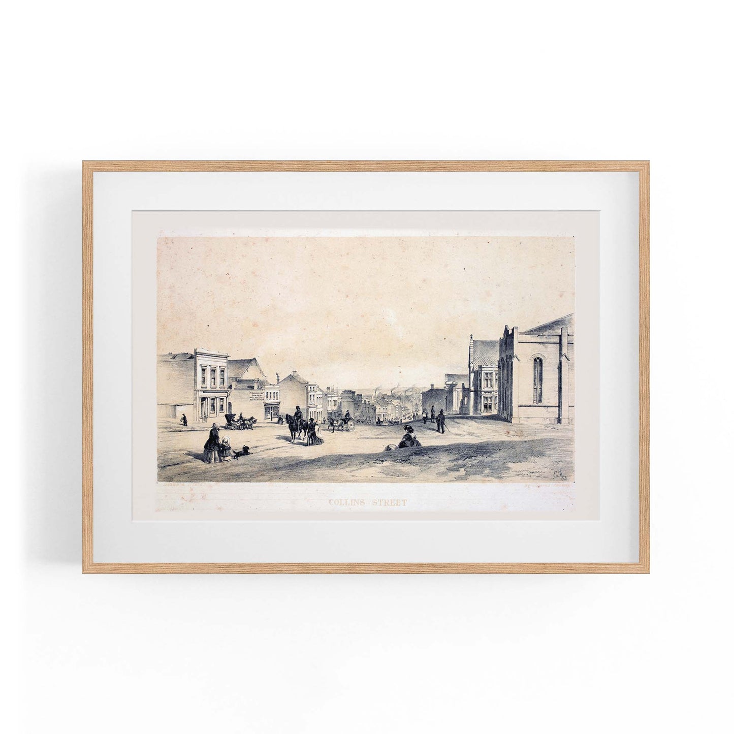 Collins St Melbourne Vintage Drawing Wall Art - The Affordable Art Company