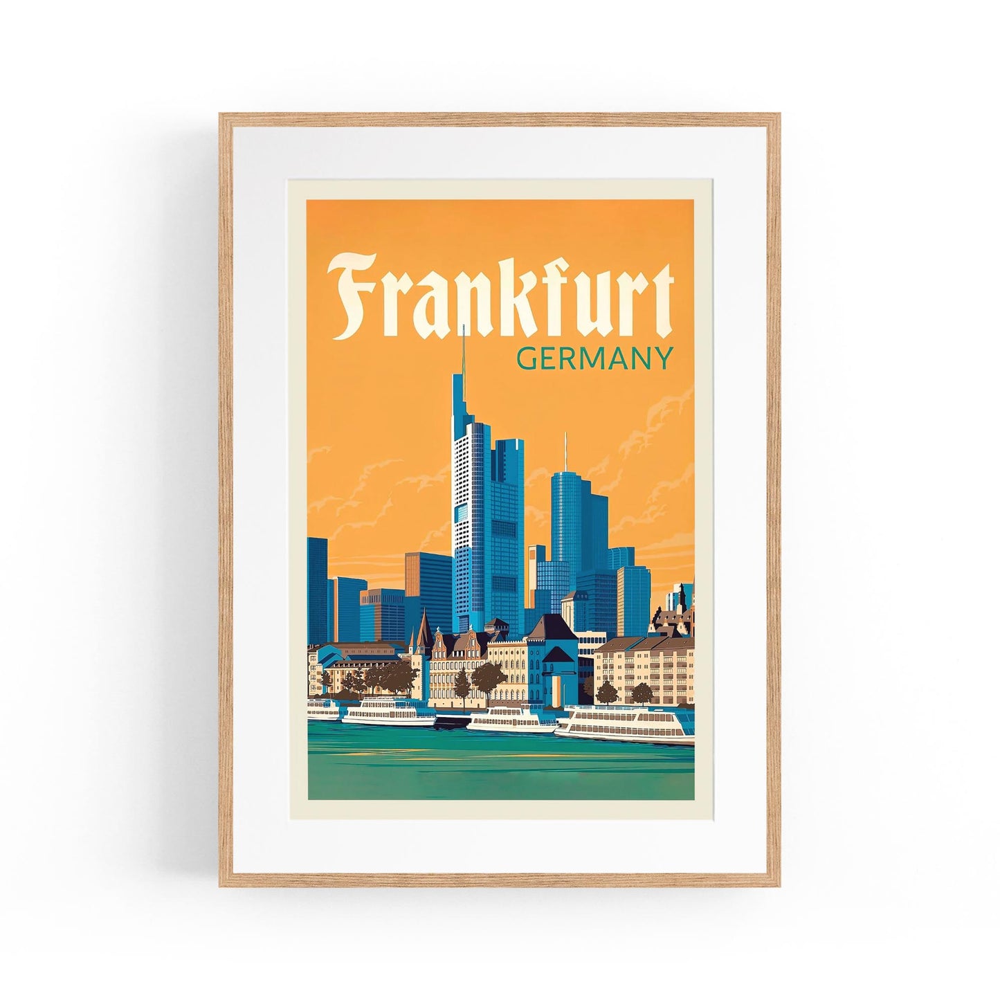 Retro Frankfurt, Germany Travel Advert Wall Art - Portsby