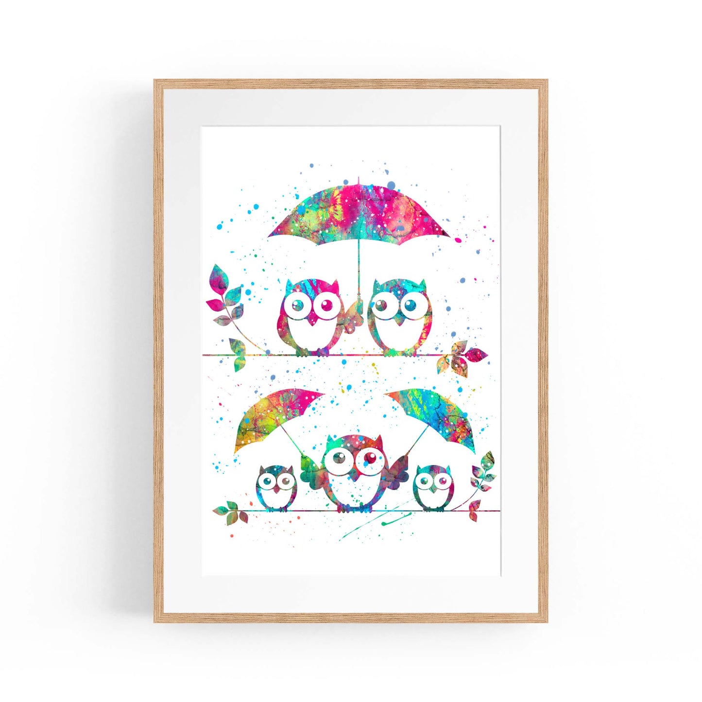 Owl Painting Portrait Minimal Black Wall Art #2 - The Affordable Art Company