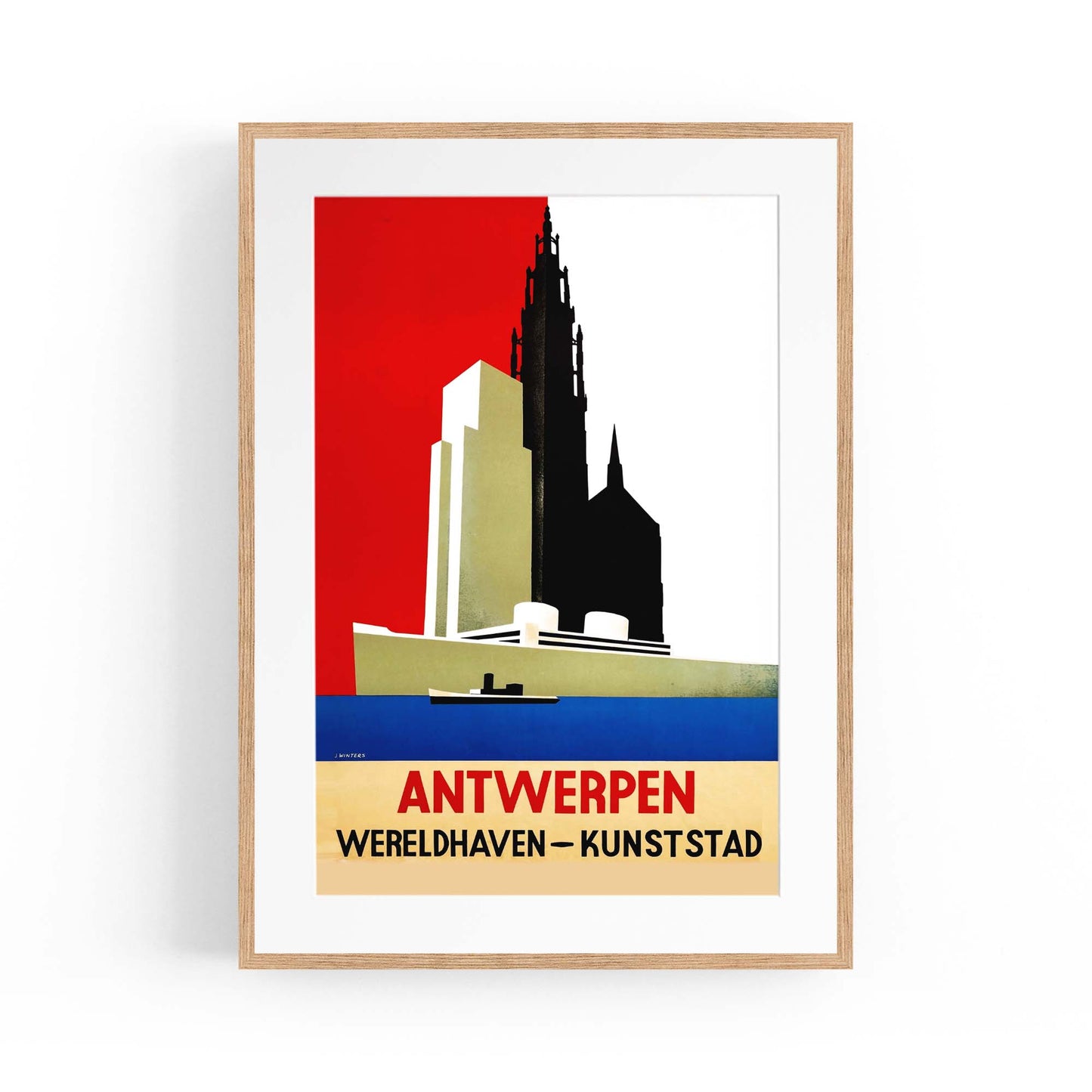 Vintage Travel Advert Antwerp, Belgium Wall Art - The Affordable Art Company