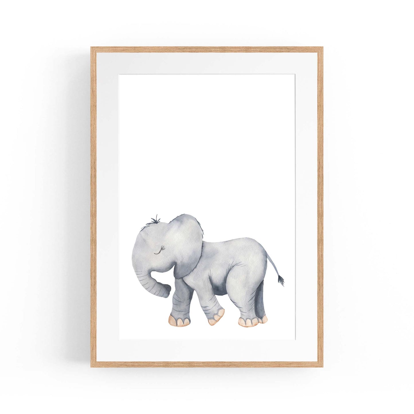 Cartoon Elephant Cute Nursery Baby Animal Wall Art #2 - The Affordable Art Company