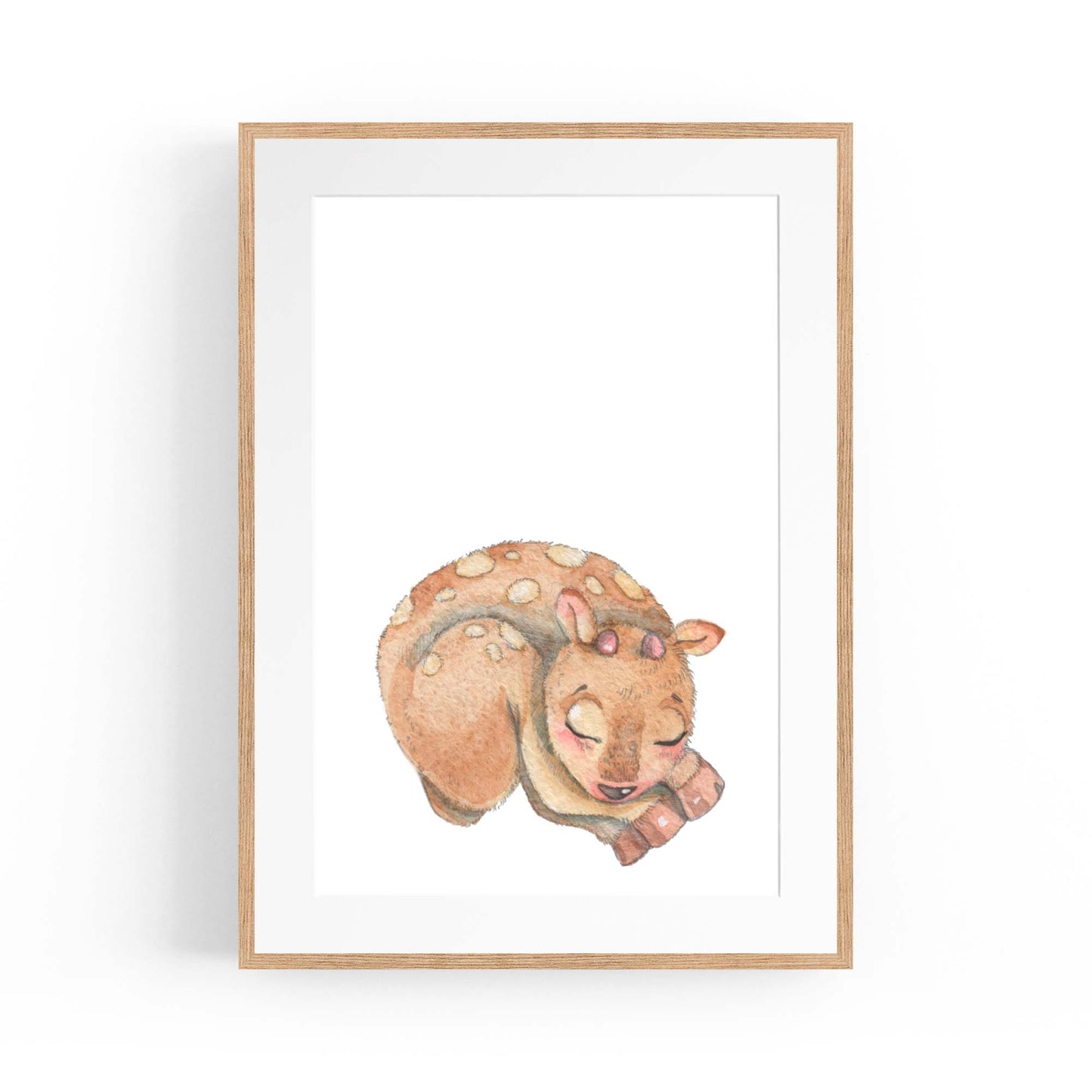 Cute Sleeping Deer Cartoon Animal Nursery Wall Art - The Affordable Art Company