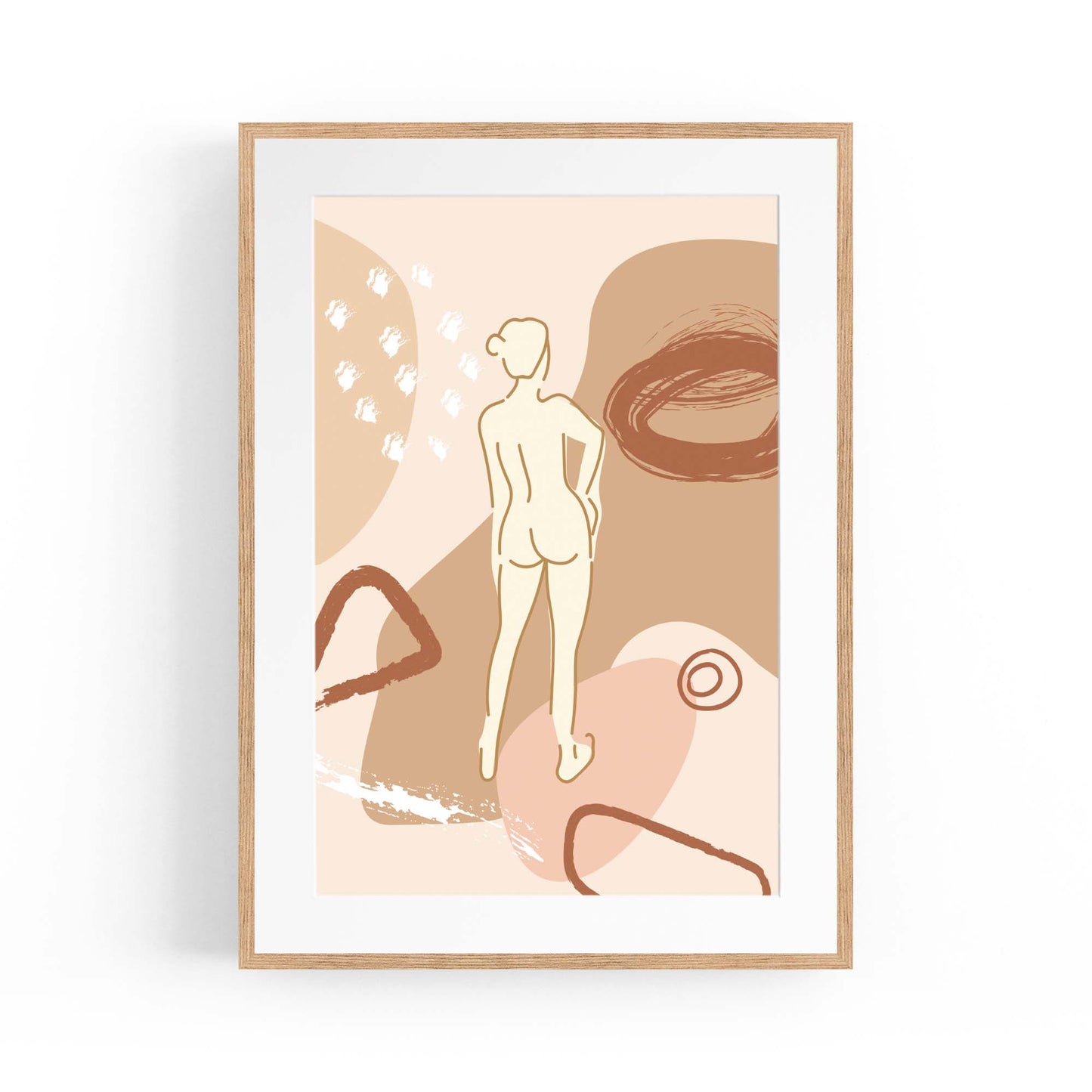 Nude Female Body Minimal Retro Drawing Wall Art - The Affordable Art Company