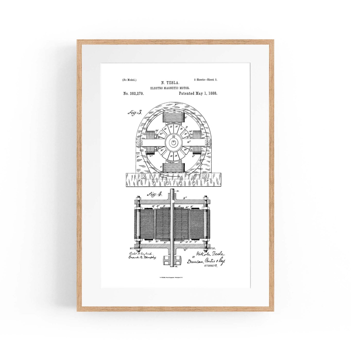 Vintage Electro Motor Patent Wall Art #2 - The Affordable Art Company