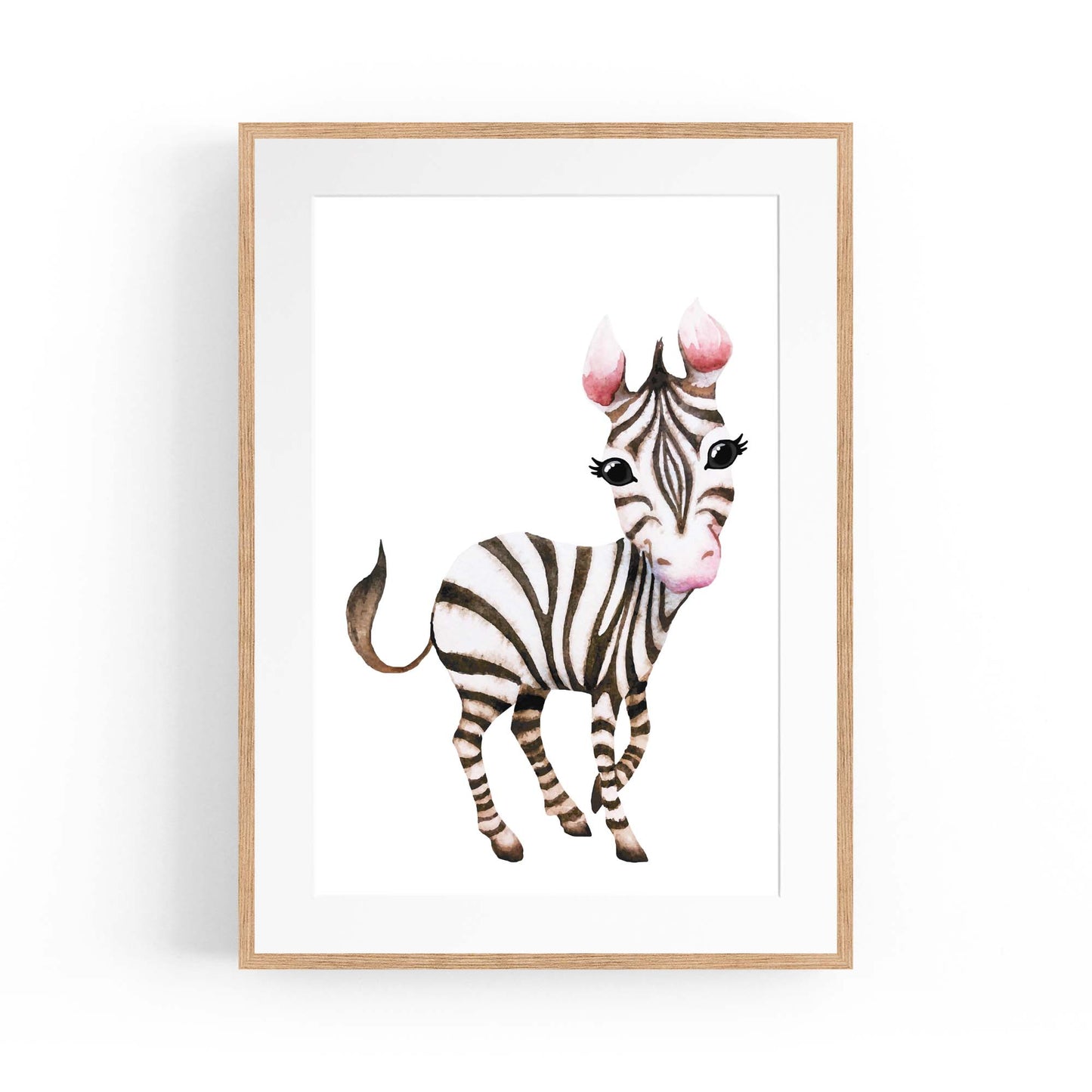 Cartoon Zebra Cute Nursery Baby Animal Art #1 - The Affordable Art Company