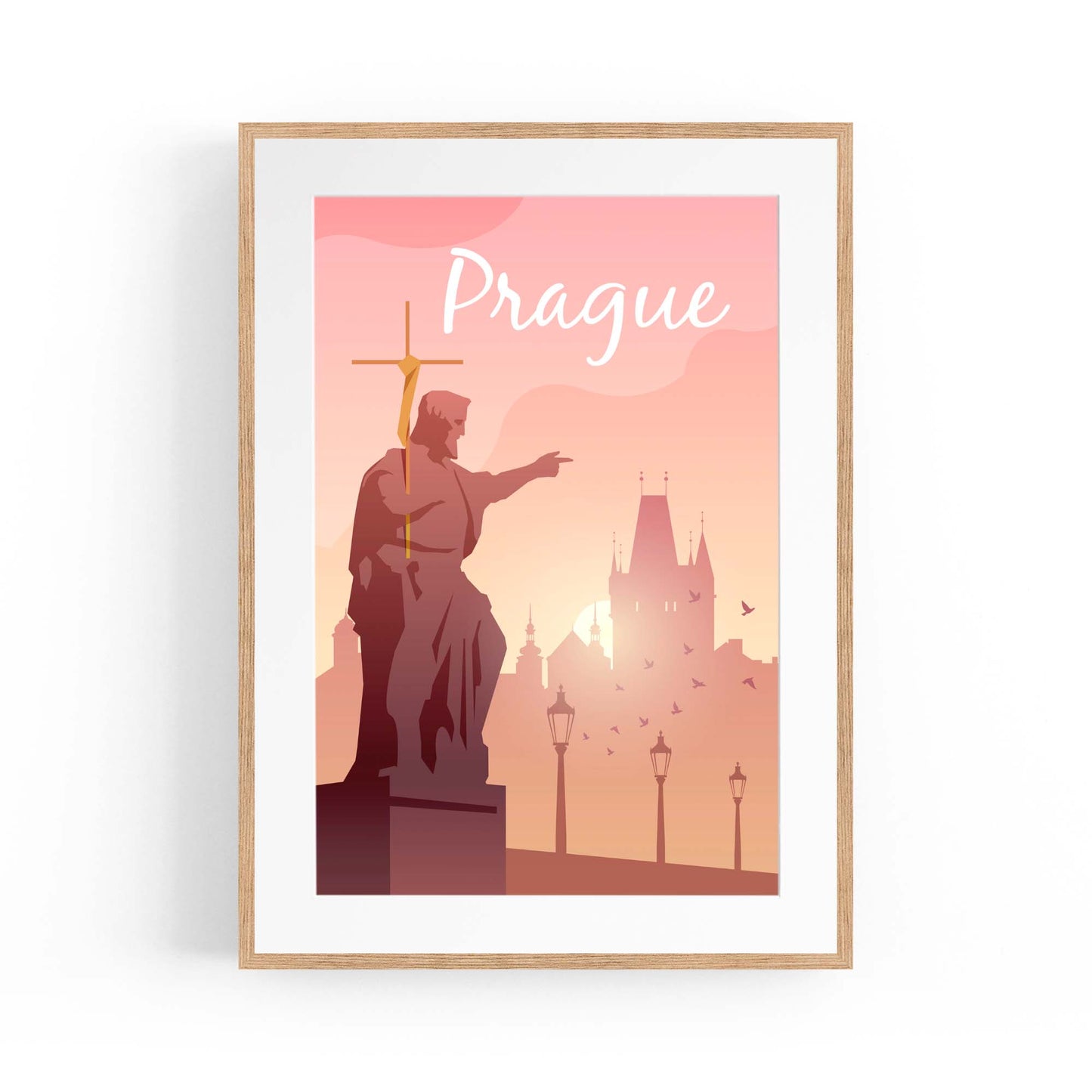 Retro Prague Czech Vintage Travel Europe Wall Art - The Affordable Art Company