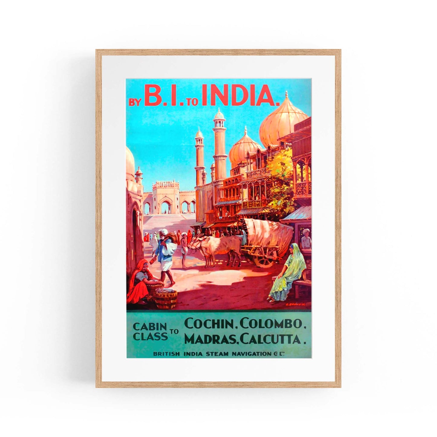 BI to India Vintage Travel Advert Wall Art - The Affordable Art Company