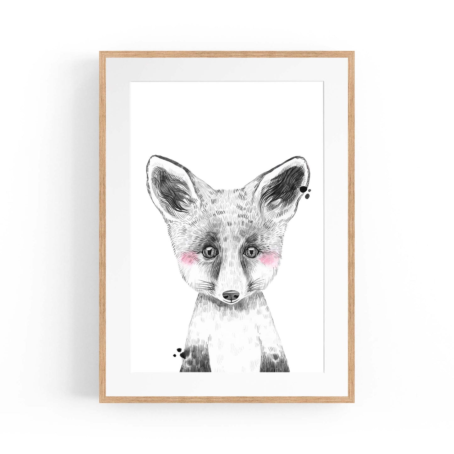 Cute Blushing Baby Fox Nursery Animal Wall Art - The Affordable Art Company