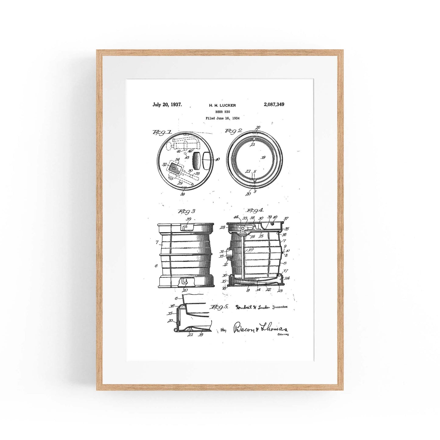 Vintage Beer Keg Patent Man Cave Gift Wall Art #2 - The Affordable Art Company