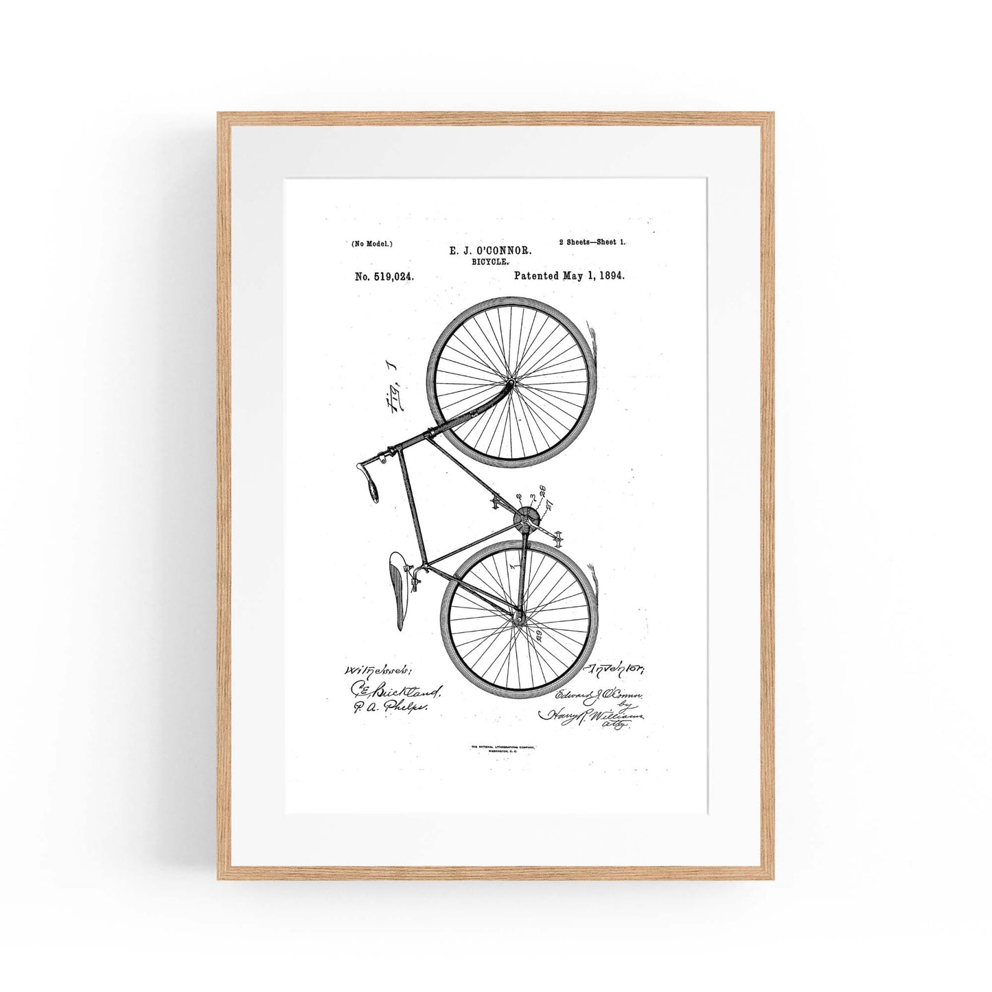 Vintage Bicycle Patent Cycling Cyclist Gift Wall Art #2 - The Affordable Art Company