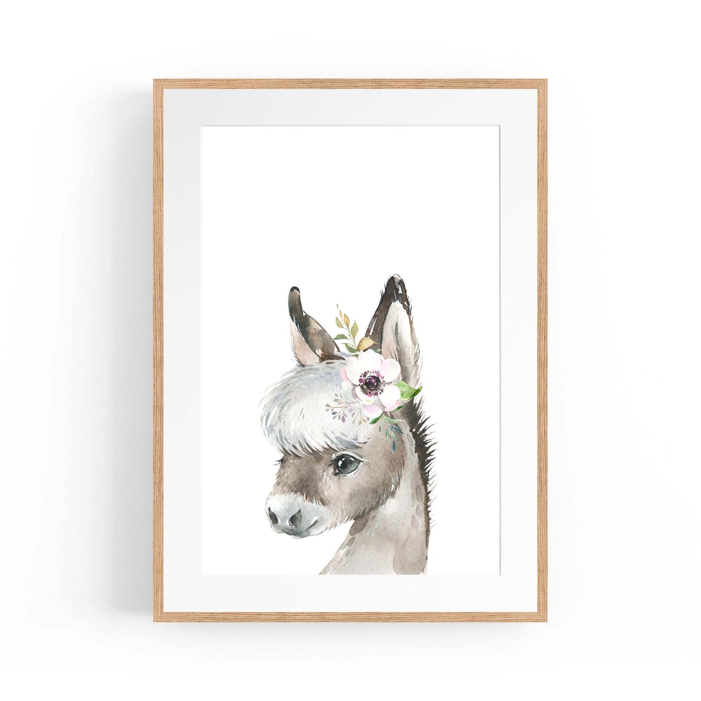 Cute Baby Donkey Nursery Animal Gift Wall Art - The Affordable Art Company