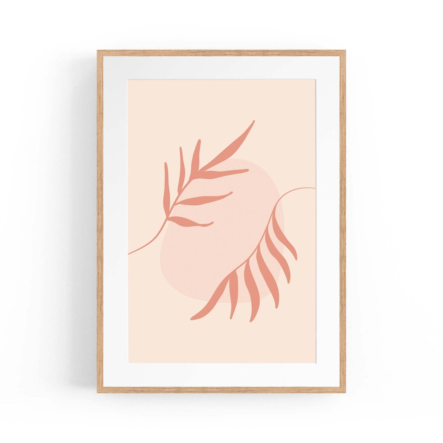 Minimal Leaf Pink & Pastel Retro Abstract Wall Art #2 - The Affordable Art Company