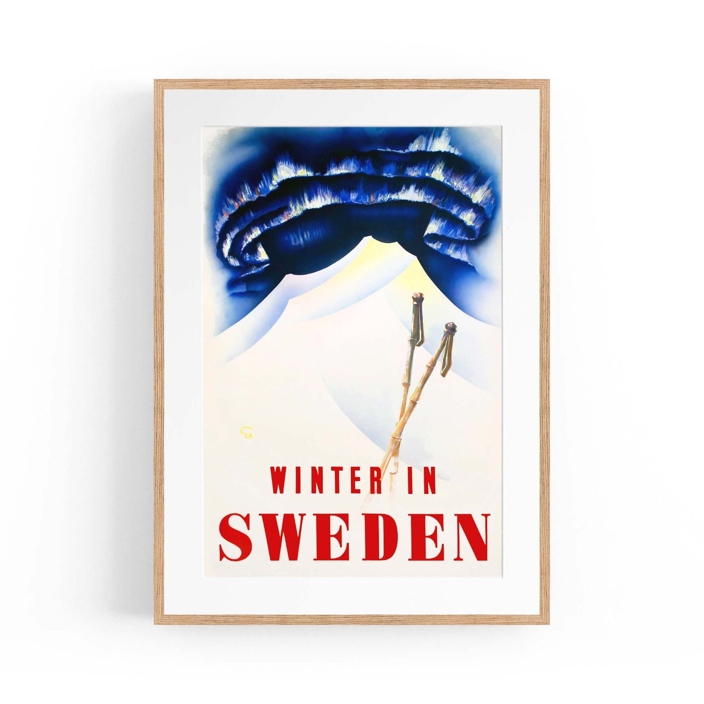 Winter In Sweden Vintage Travel Advert Wall Art - The Affordable Art Company