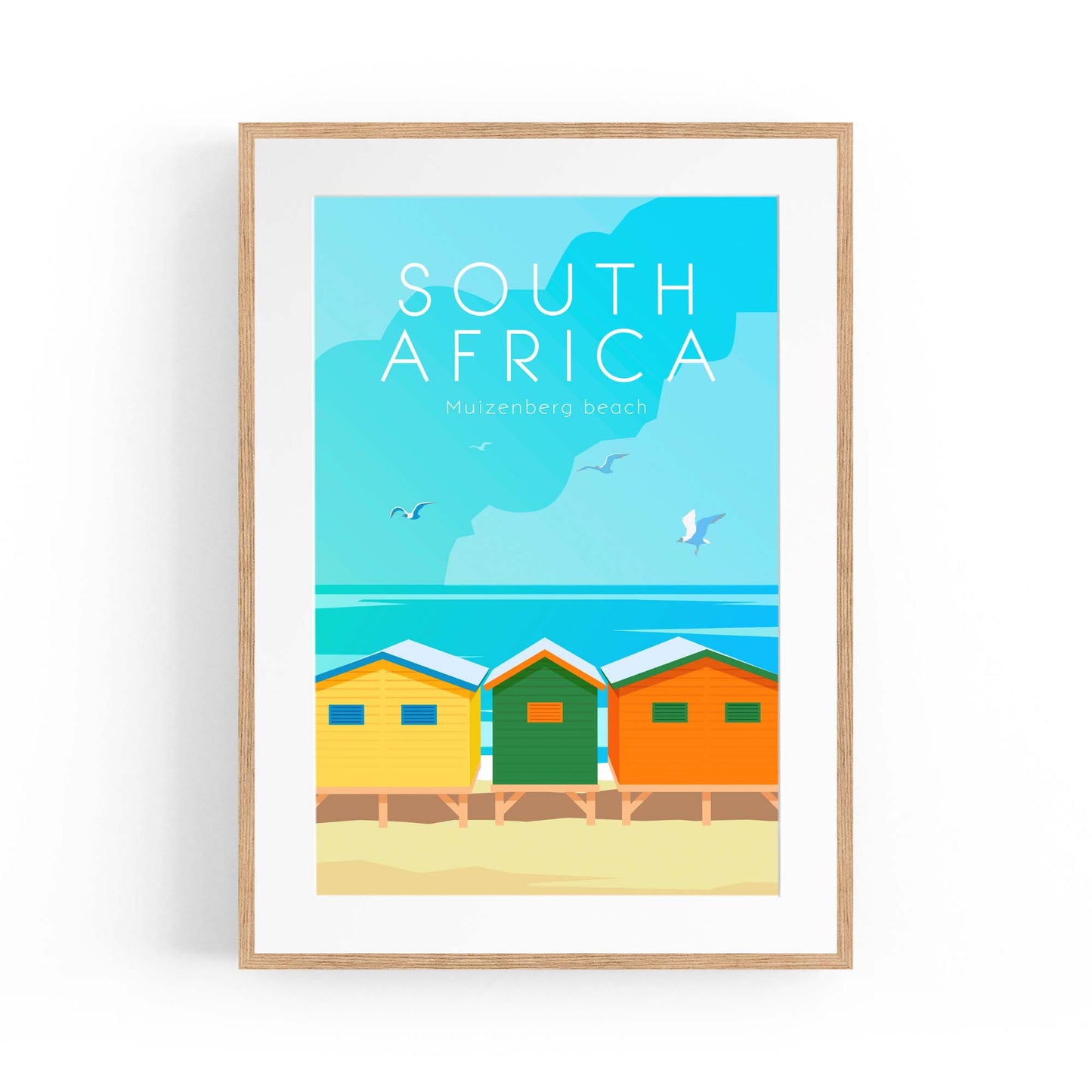 Retro Muizenberg Beach South Africa Wall Art - The Affordable Art Company