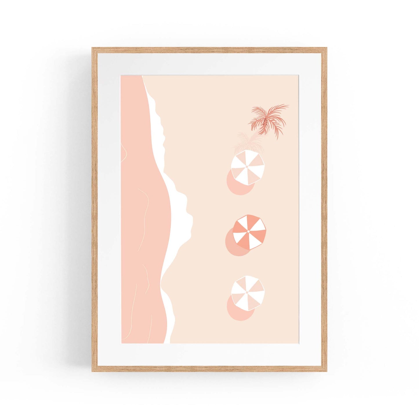 Minimal Beach Coastal Pink & Pastel Retro Wall Art - The Affordable Art Company
