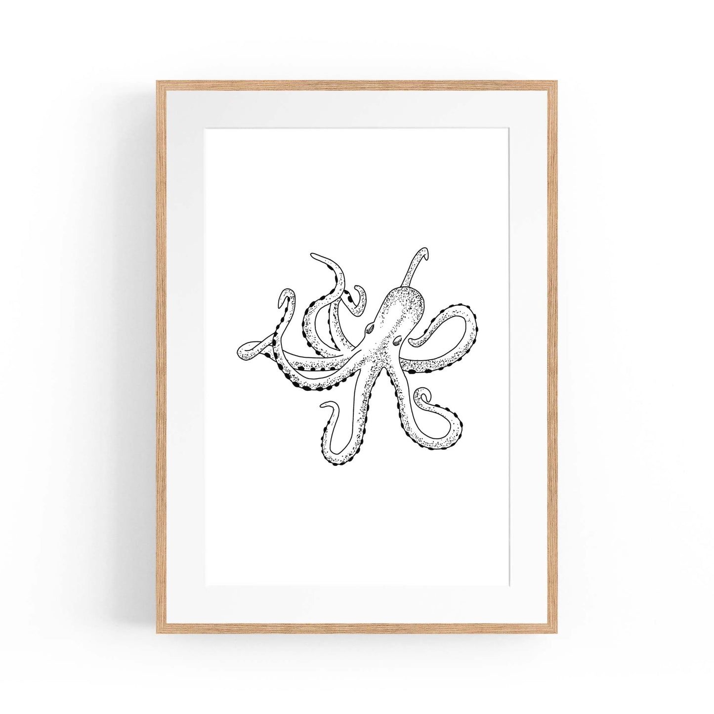 Octopus Drawing Minimal Sealife Wall Art #2 - The Affordable Art Company