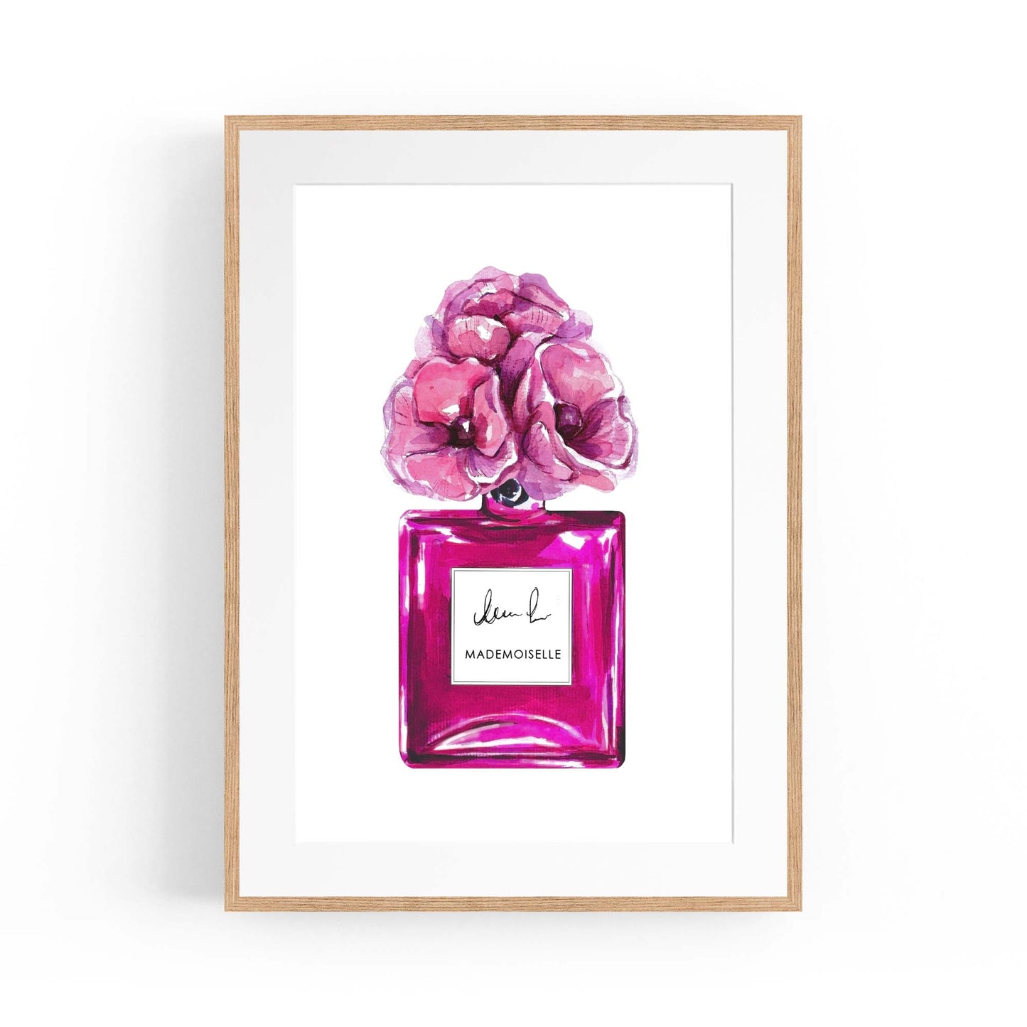 Pink Floral Perfume Bottle Fashion Flowers Wall Art #2 - The Affordable Art Company