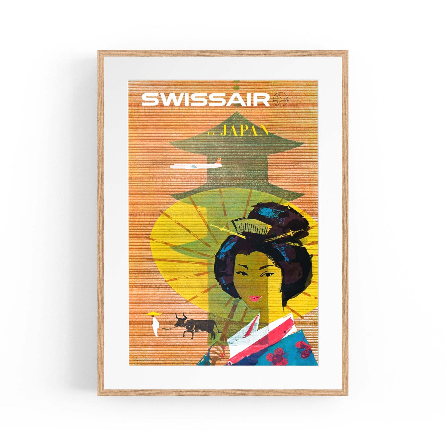 Swissair to Japan Vintage Travel Advert Wall Art - The Affordable Art Company