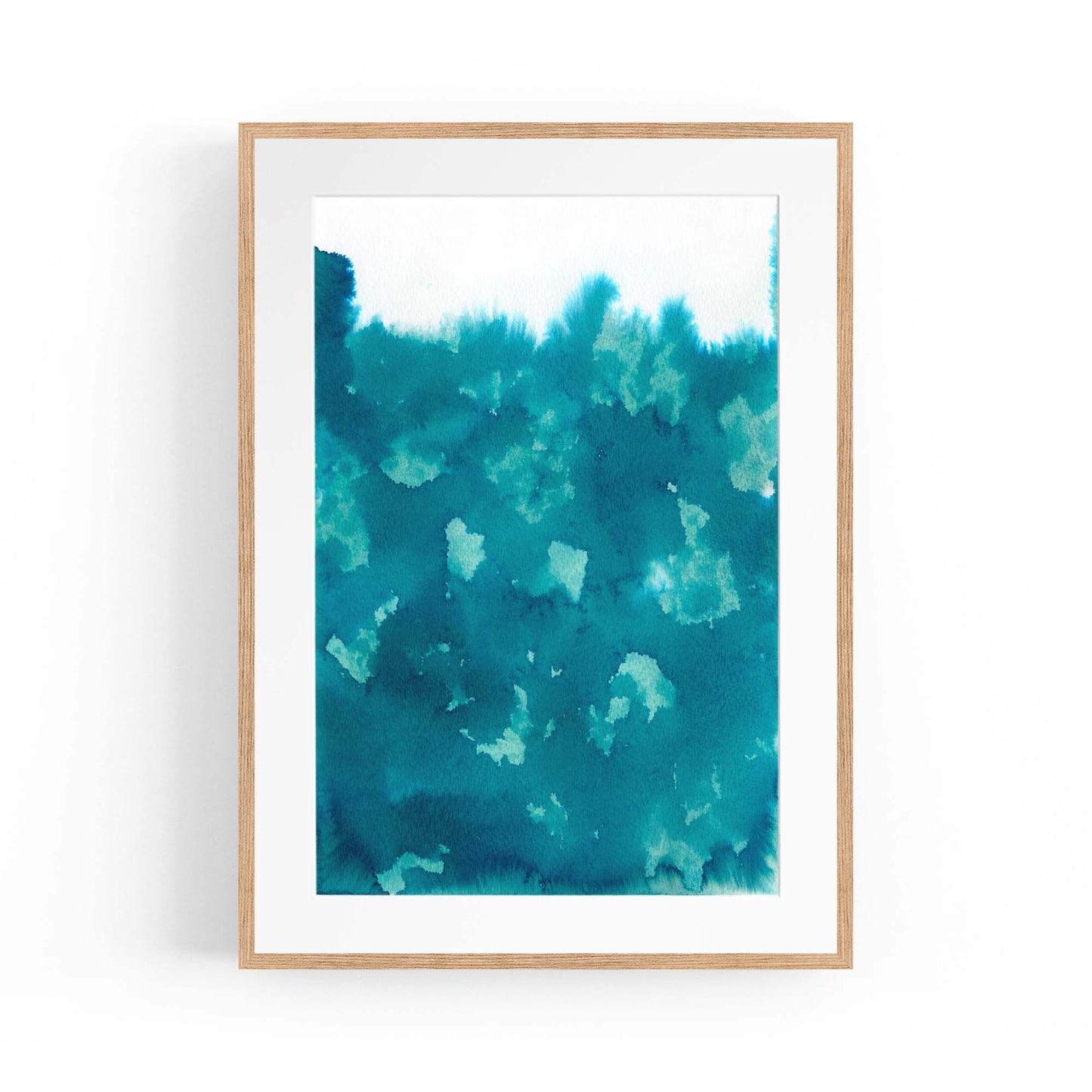 Teal Ink Minimal Ink Painting Blue Wall Art #4 - The Affordable Art Company