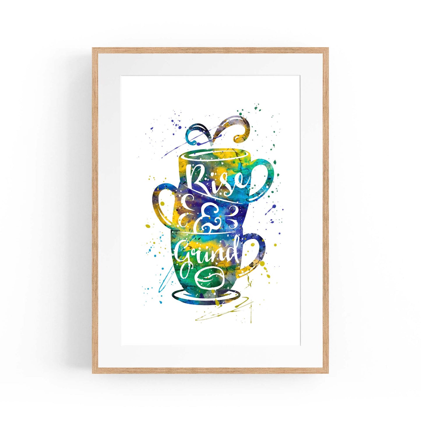 "Rise & Grind" Cafe Coffee Kitchen Morning Wall Art - The Affordable Art Company
