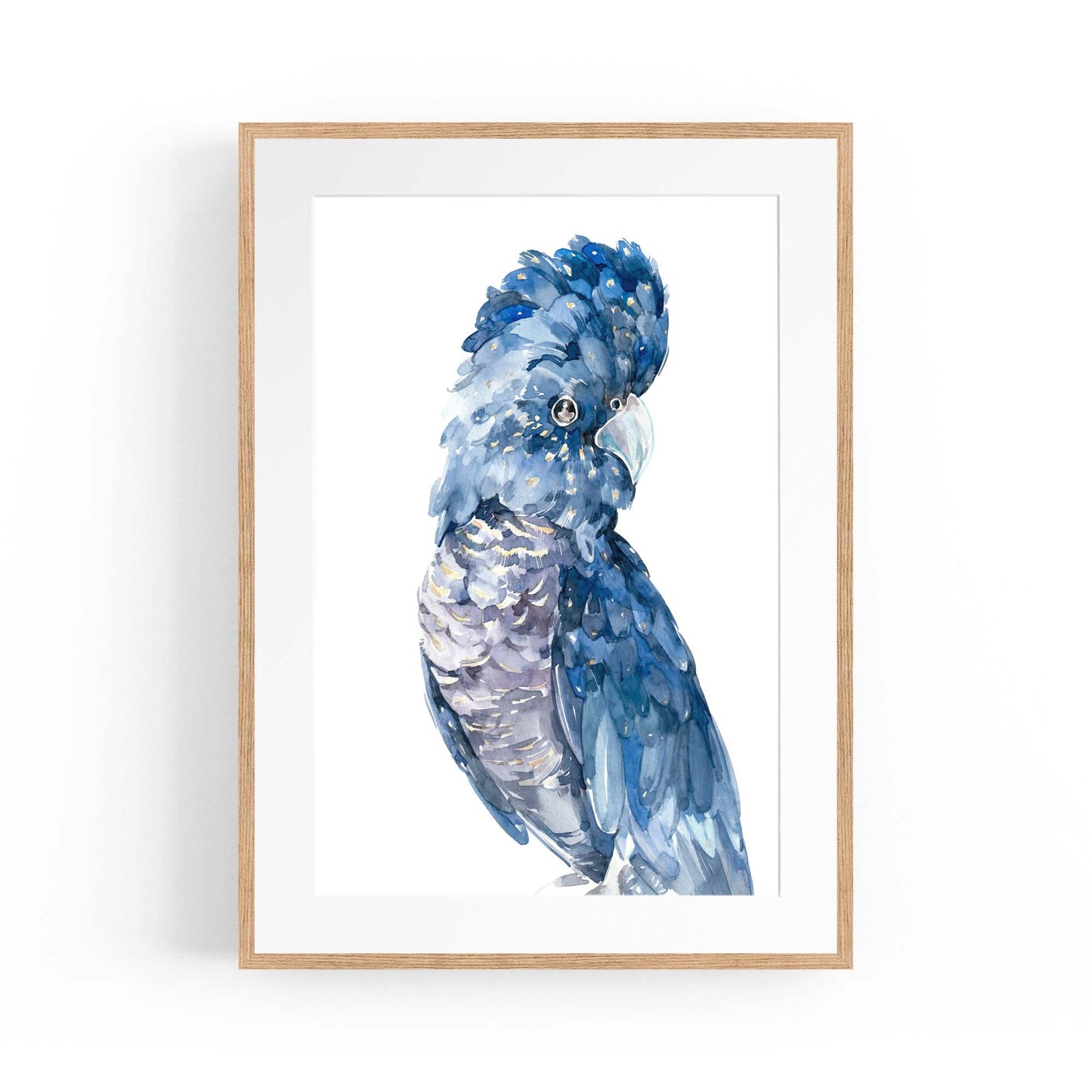 Blue Cockatoo Watercolour Painting Bird Wall Art #1 - The Affordable Art Company