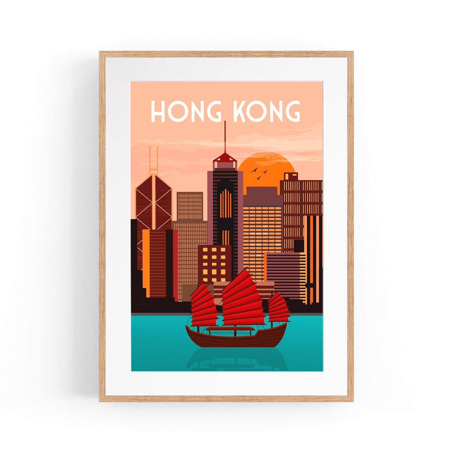 Retro Hong Kong Travel Advert Wall Art - Portsby
