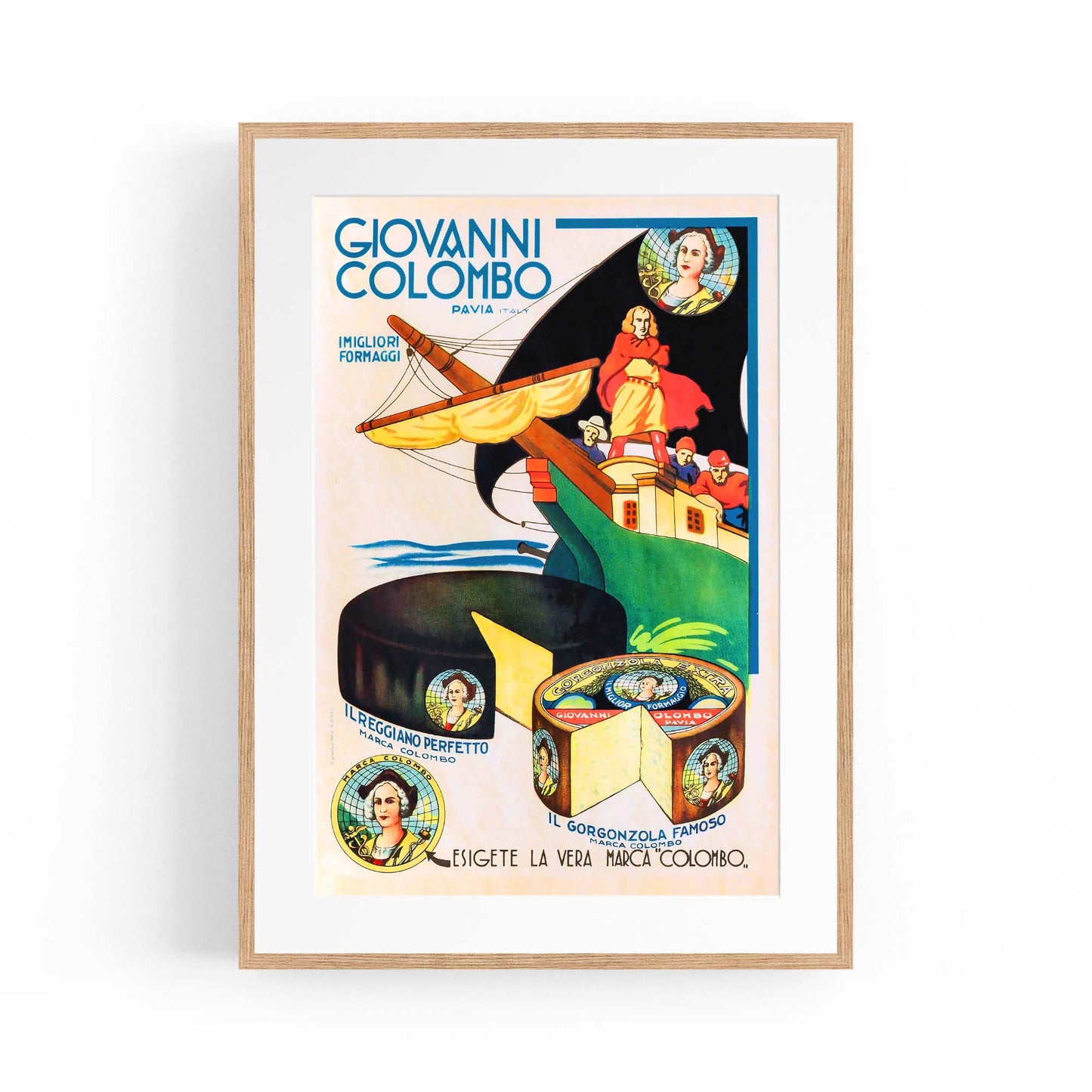 Giovanni Columbo Italian Cheese Vintage Food Advert Wall Art - The Affordable Art Company