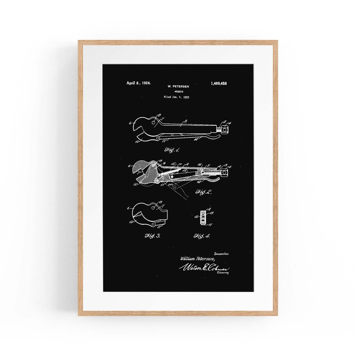 Vintage Wrench Tool Patent Wall Art #1 - The Affordable Art Company