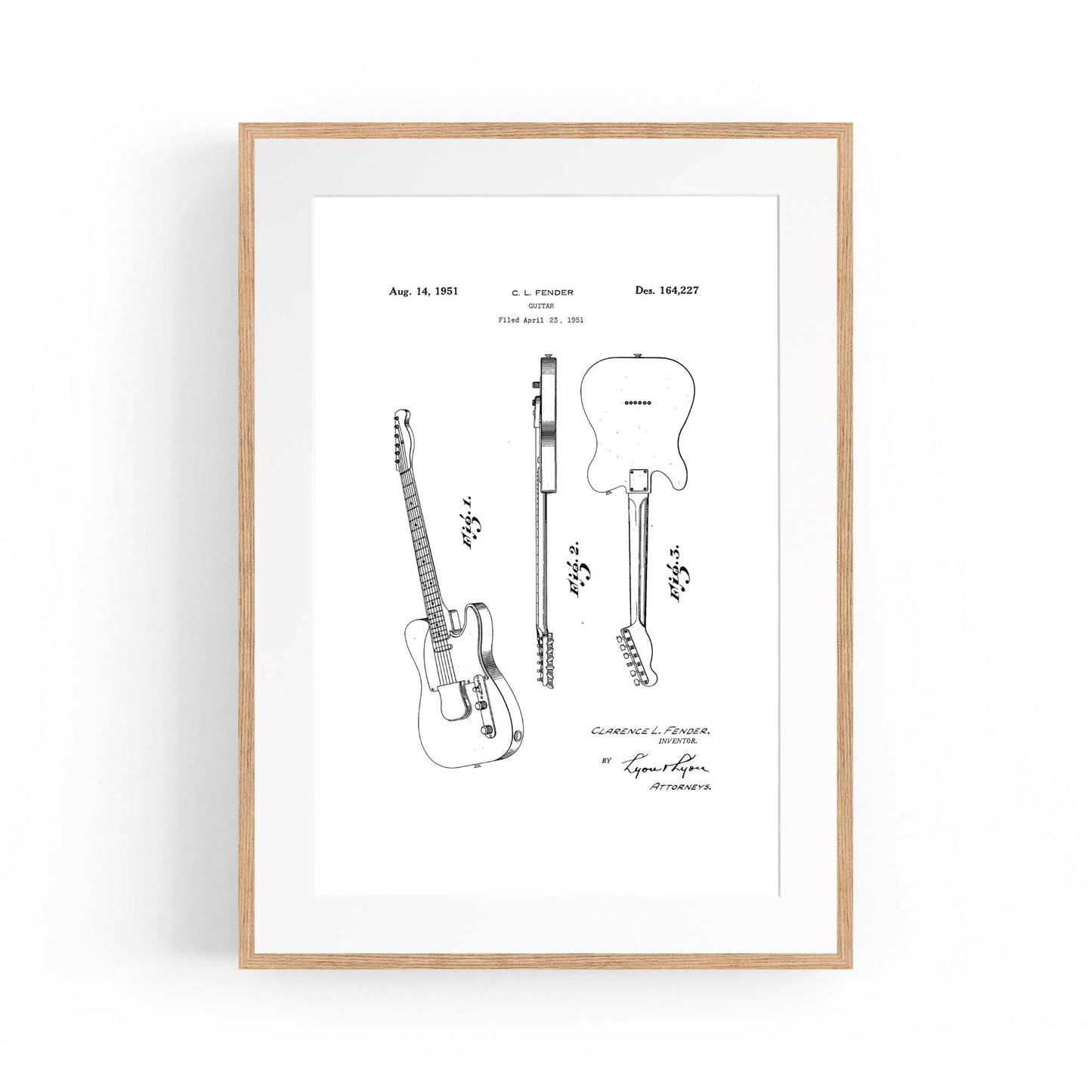 Vintage Telecaster Guitar White Patent Wall Art #2 - The Affordable Art Company
