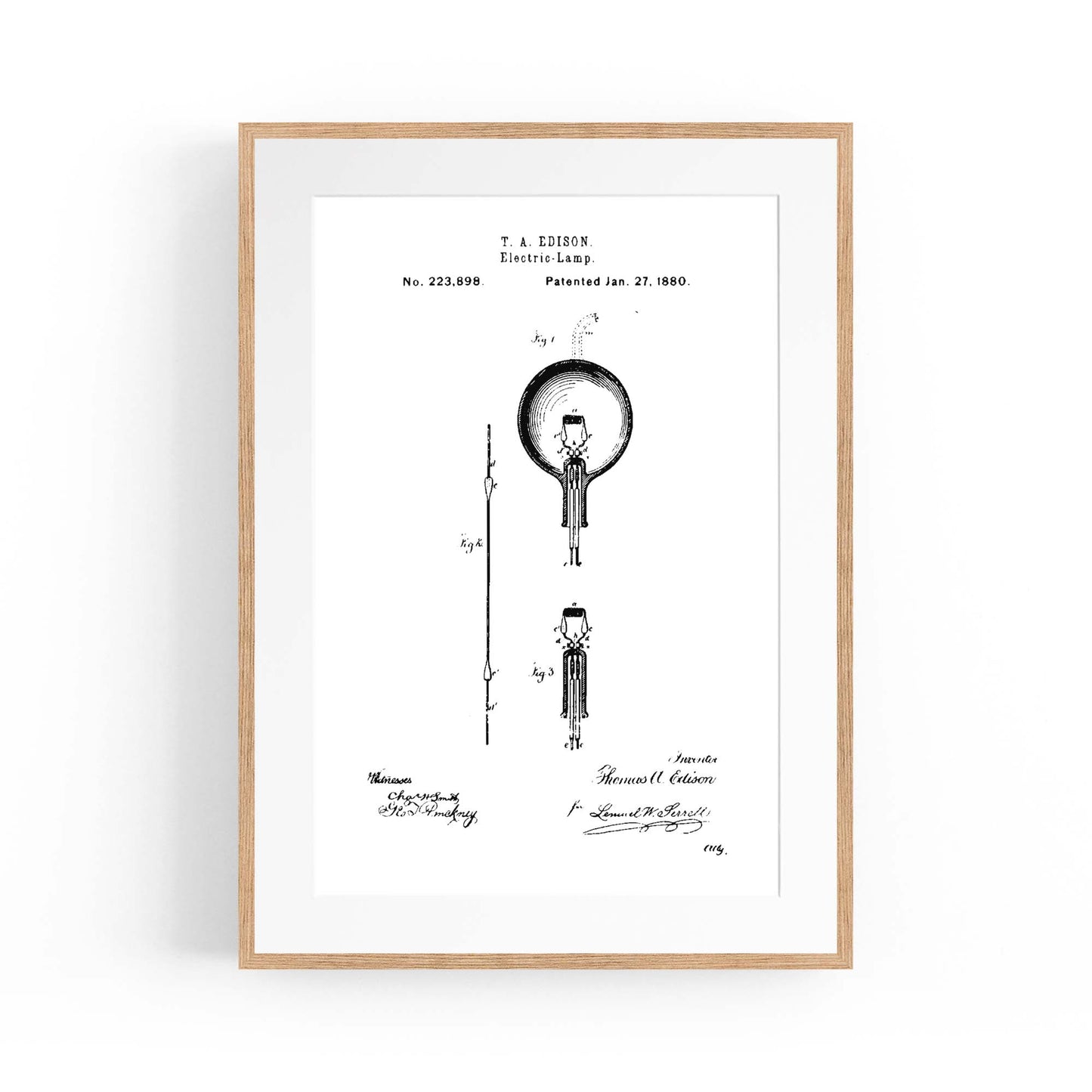 Vintage Edison Light Bulb Patent Wall Art #2 - The Affordable Art Company