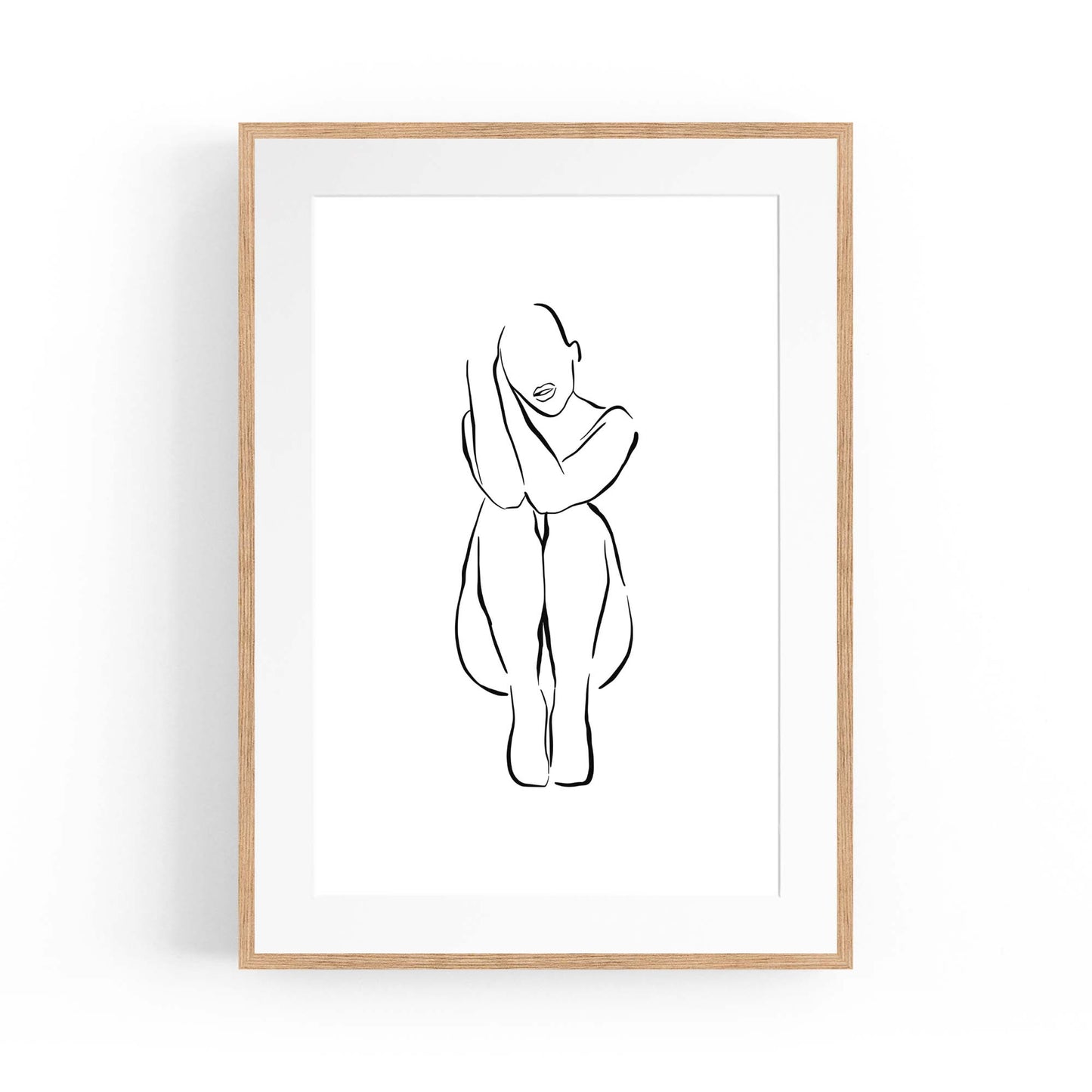 Posed Nude Female Body Minimal Drawing Wall Art #1 - The Affordable Art Company