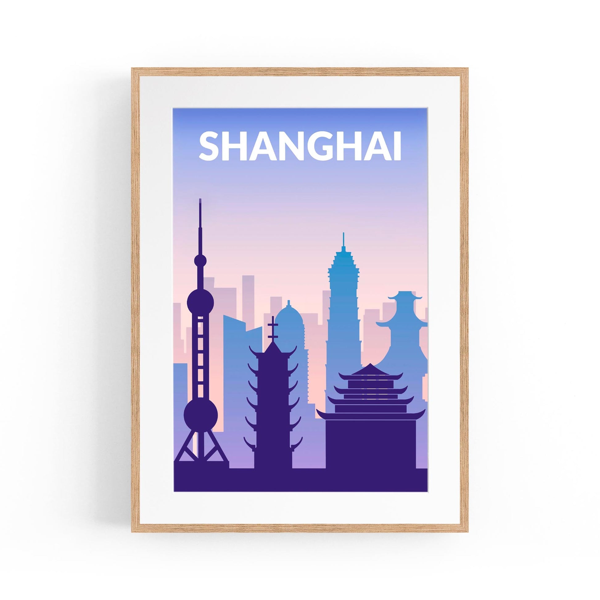 Retro Shanghai China Travel Advert Wall Art - Portsby