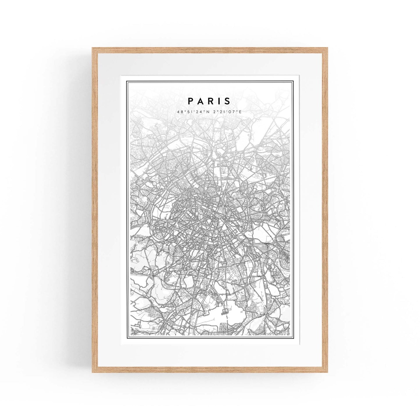 Paris France Minimal Map Travel Wall Art - The Affordable Art Company