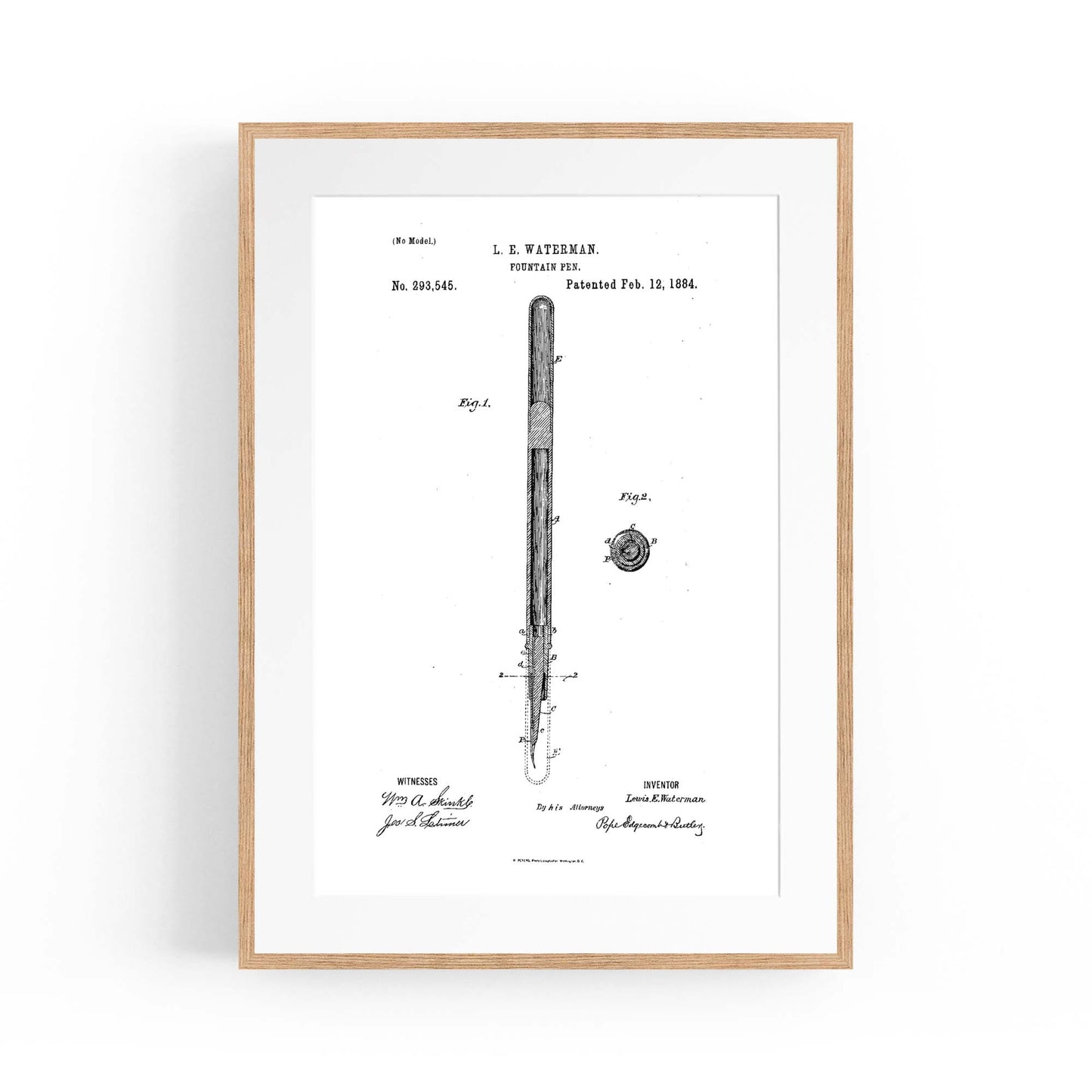Vintage Fountain Pen Patent Artwork Wall Art #2 - The Affordable Art Company