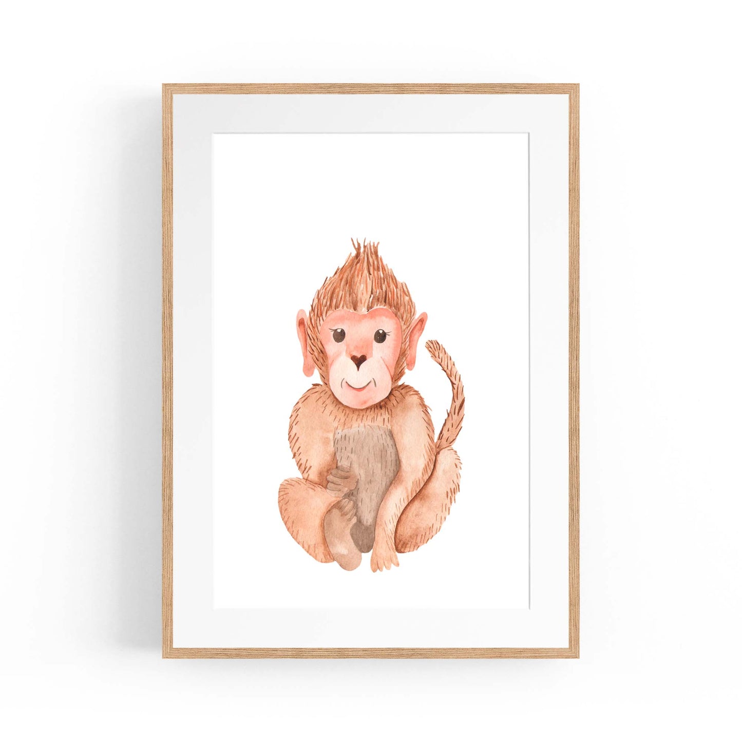 Cartoon Monkey Cute Nursery Baby Animal Art - The Affordable Art Company