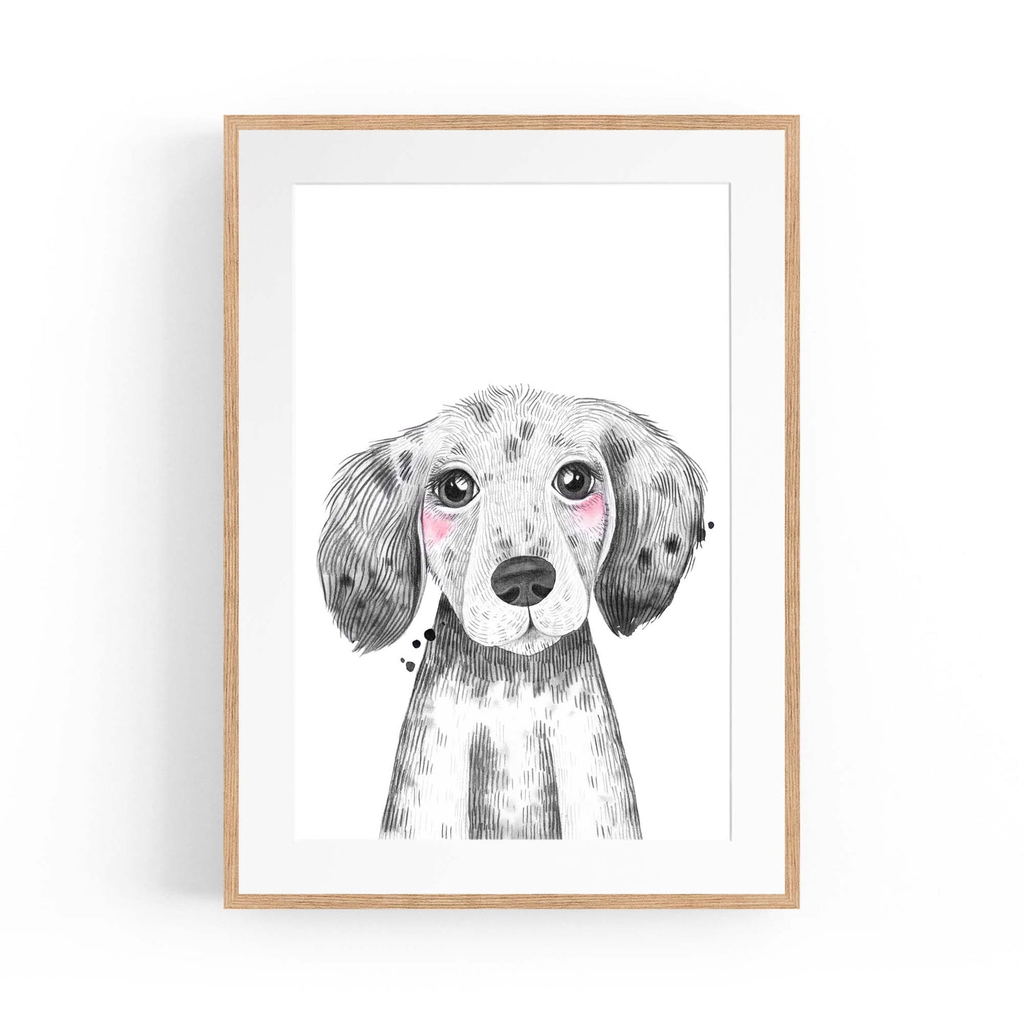 Cute Blushing Baby Puppy Dog Nursery Animal Art - The Affordable Art Company