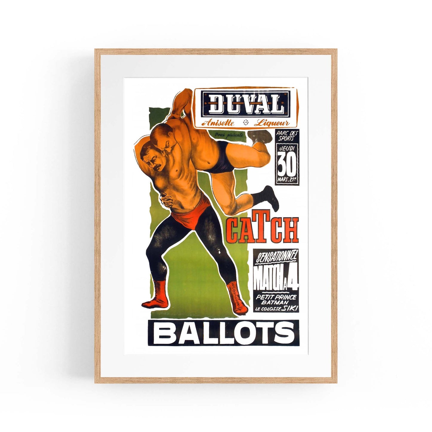 Duval French Wrestling Vintage Sports Advert Wall Art - The Affordable Art Company