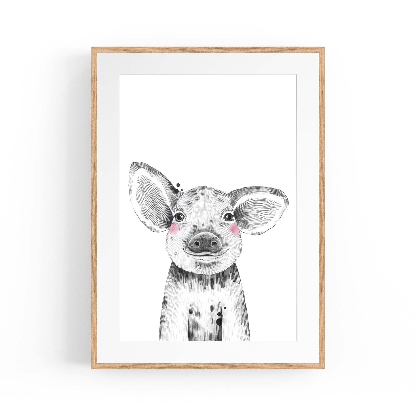 Cute Blushing Baby Pig Piglet Nursery Animal Art - The Affordable Art Company