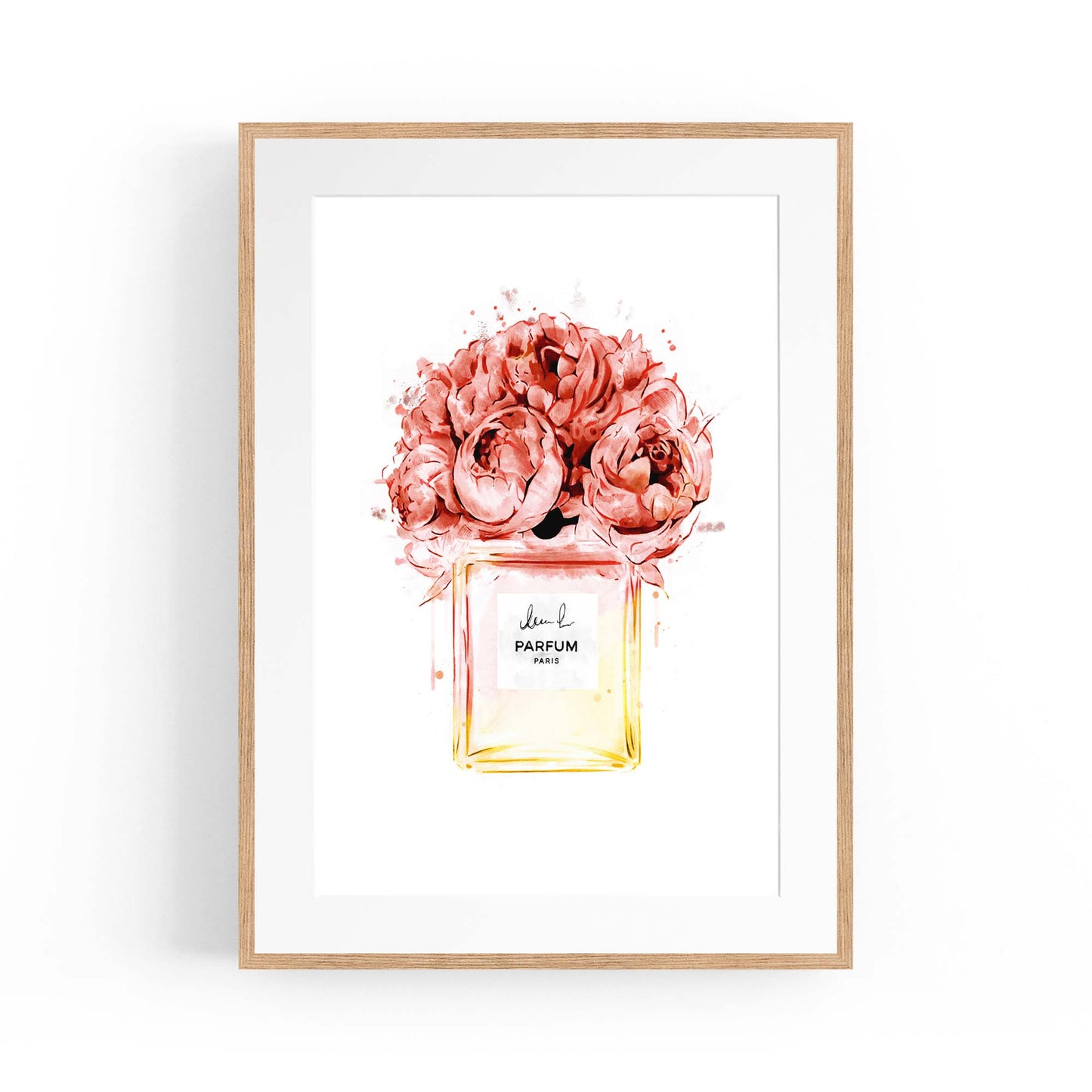 Peach Floral Perfume Bottle Fashion Wall Art #2 - The Affordable Art Company