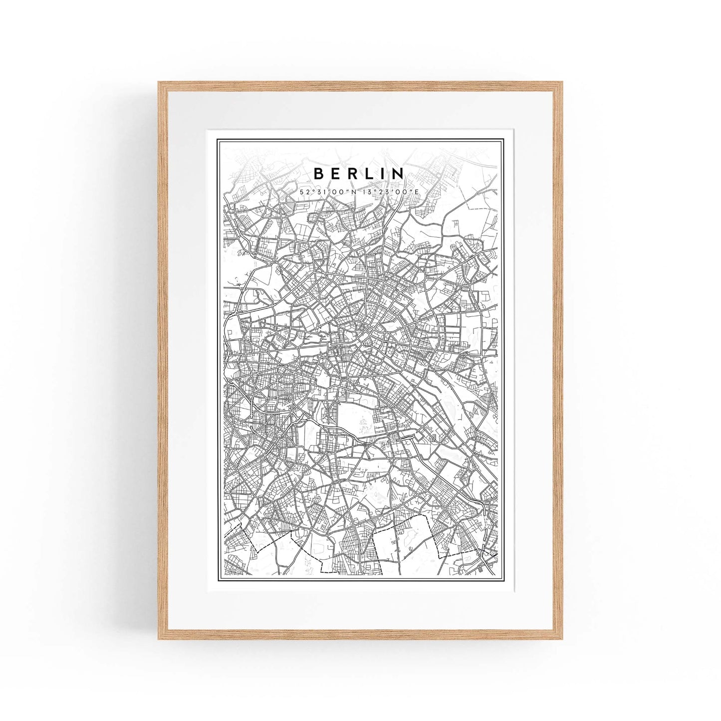 Berlin Germany Minimal Map Travel Wall Art - The Affordable Art Company