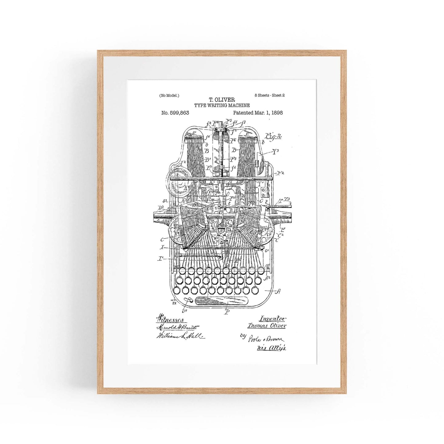 Vintage Typewriter White Patent Wall Art #1 - The Affordable Art Company